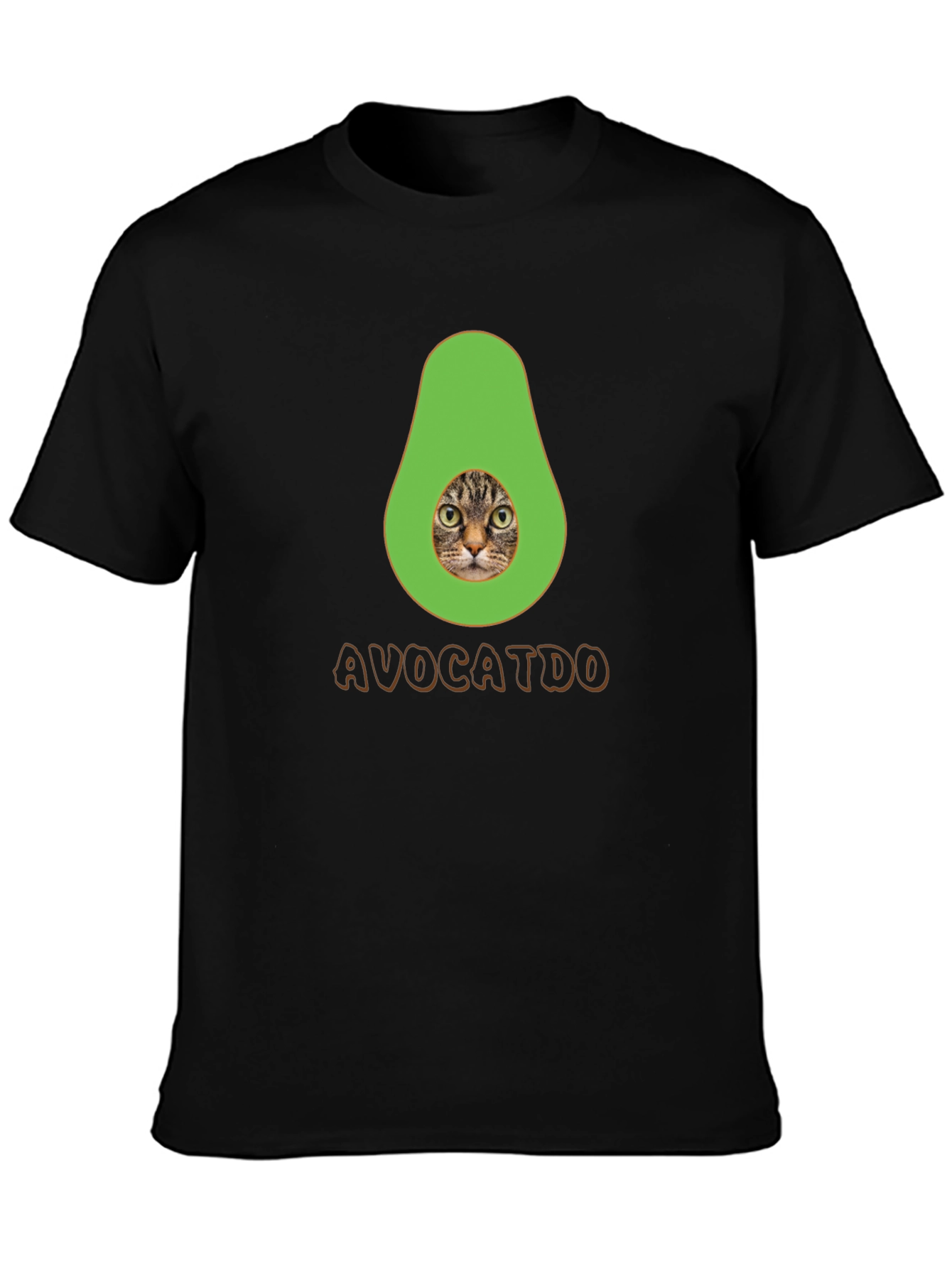 Black Avocatdo T-Shirt: Cat Avocado Pun Tee view 3