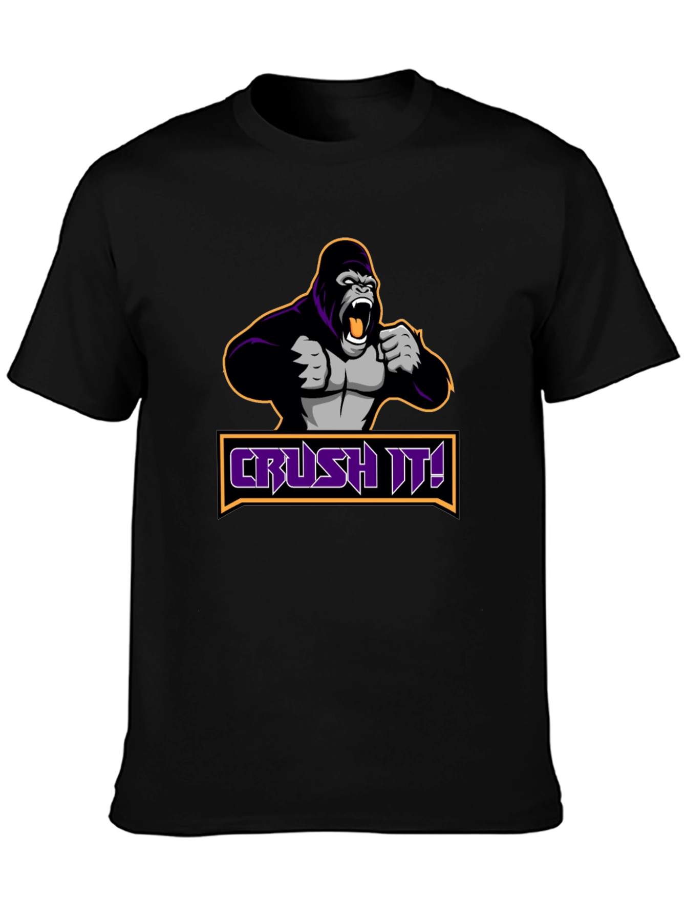 Black Crush It Gorilla Graphic Black T-Shirt view 3