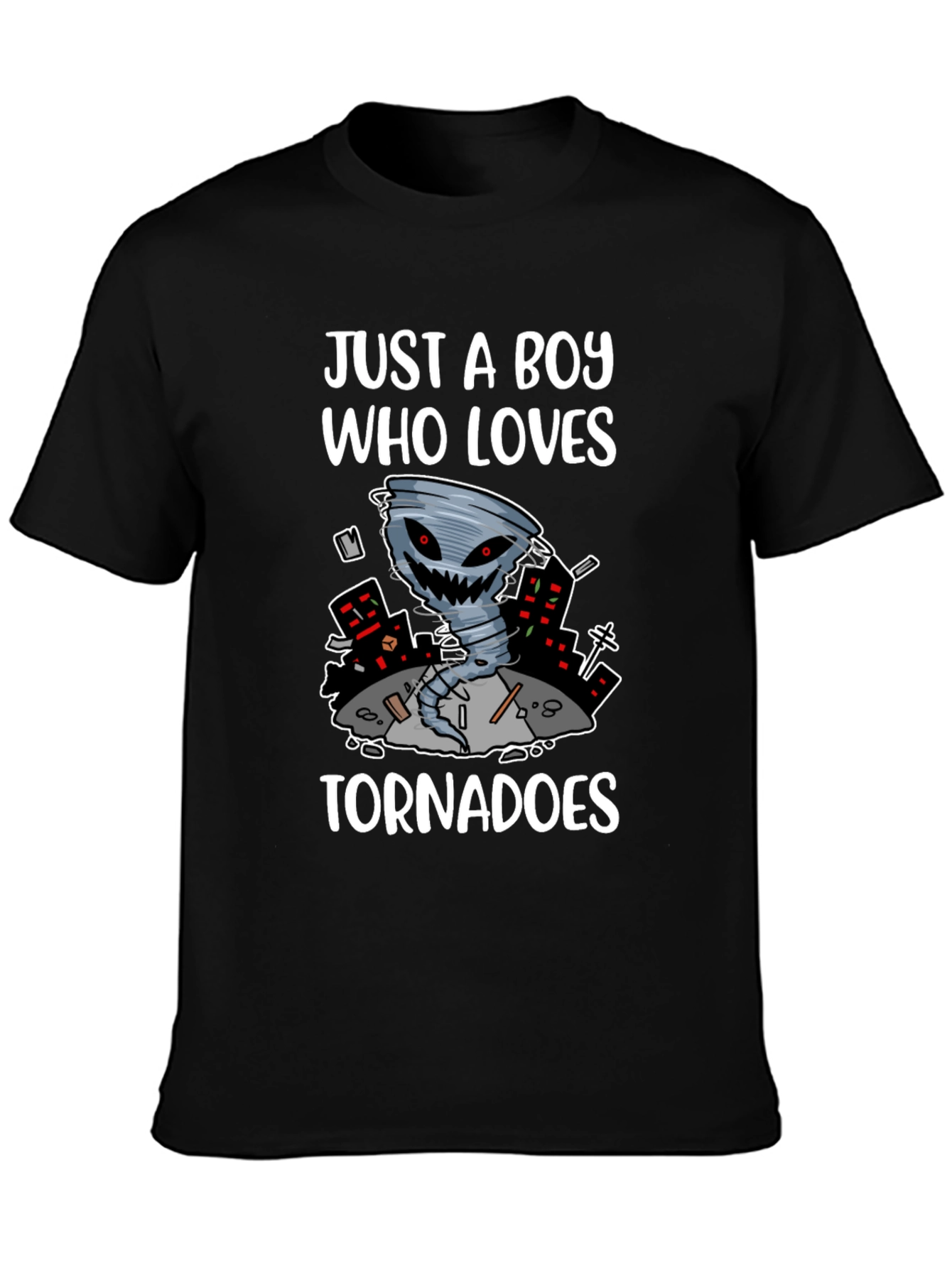 Black Just A Boy Who Loves Tornadoes Graphic Tee view 3