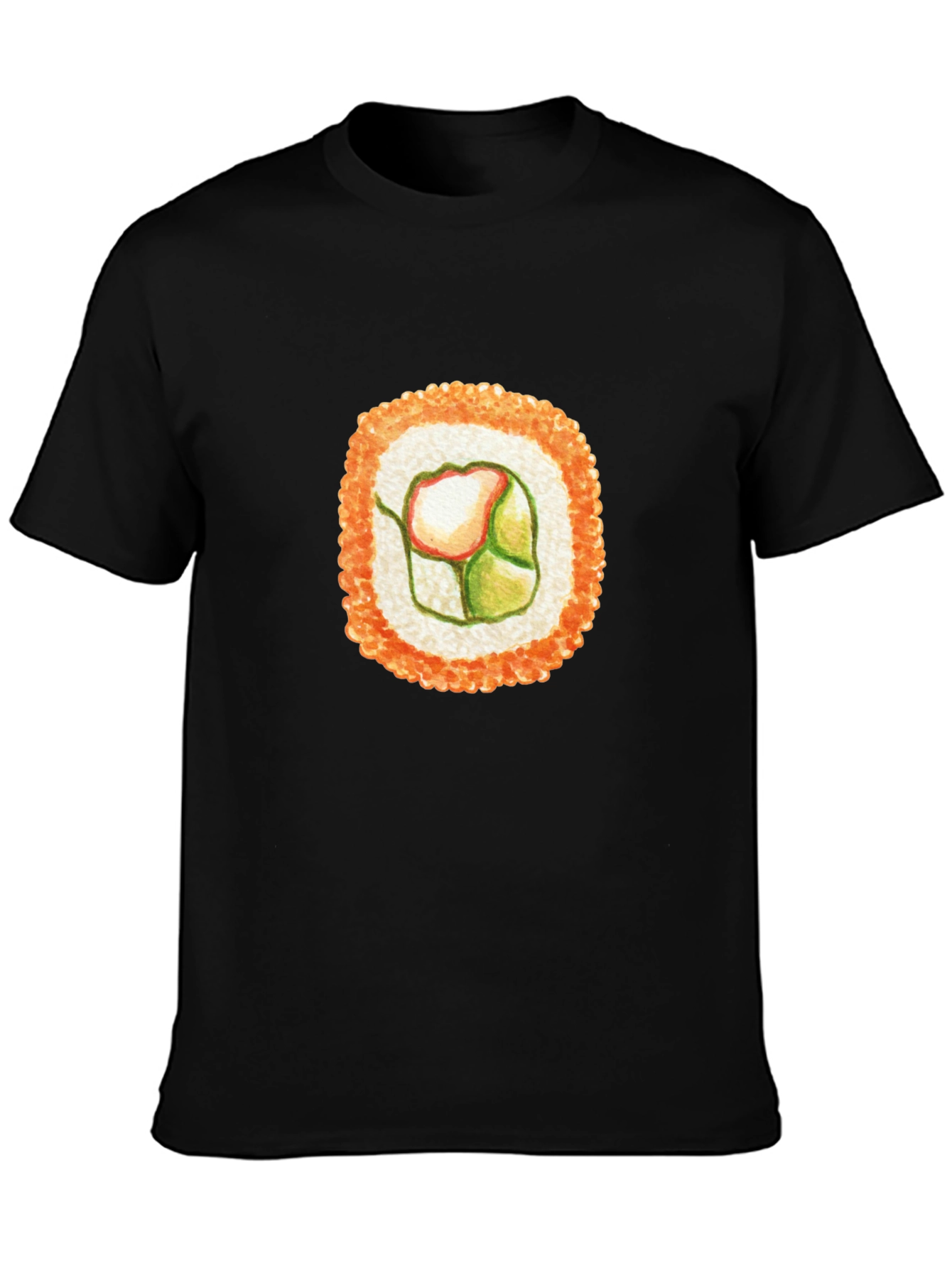 Black Sushi Roll Graphic Tee - Black Cotton T-Shirt view 3
