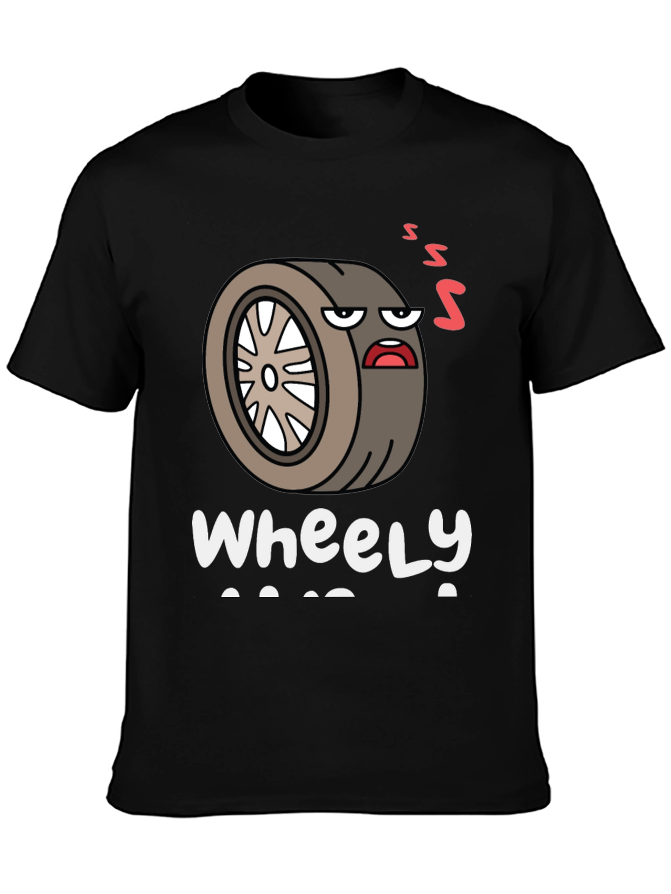 Black Wheely Tired T-Shirt - Funny Graphic Tee for Car Lovers view 3
