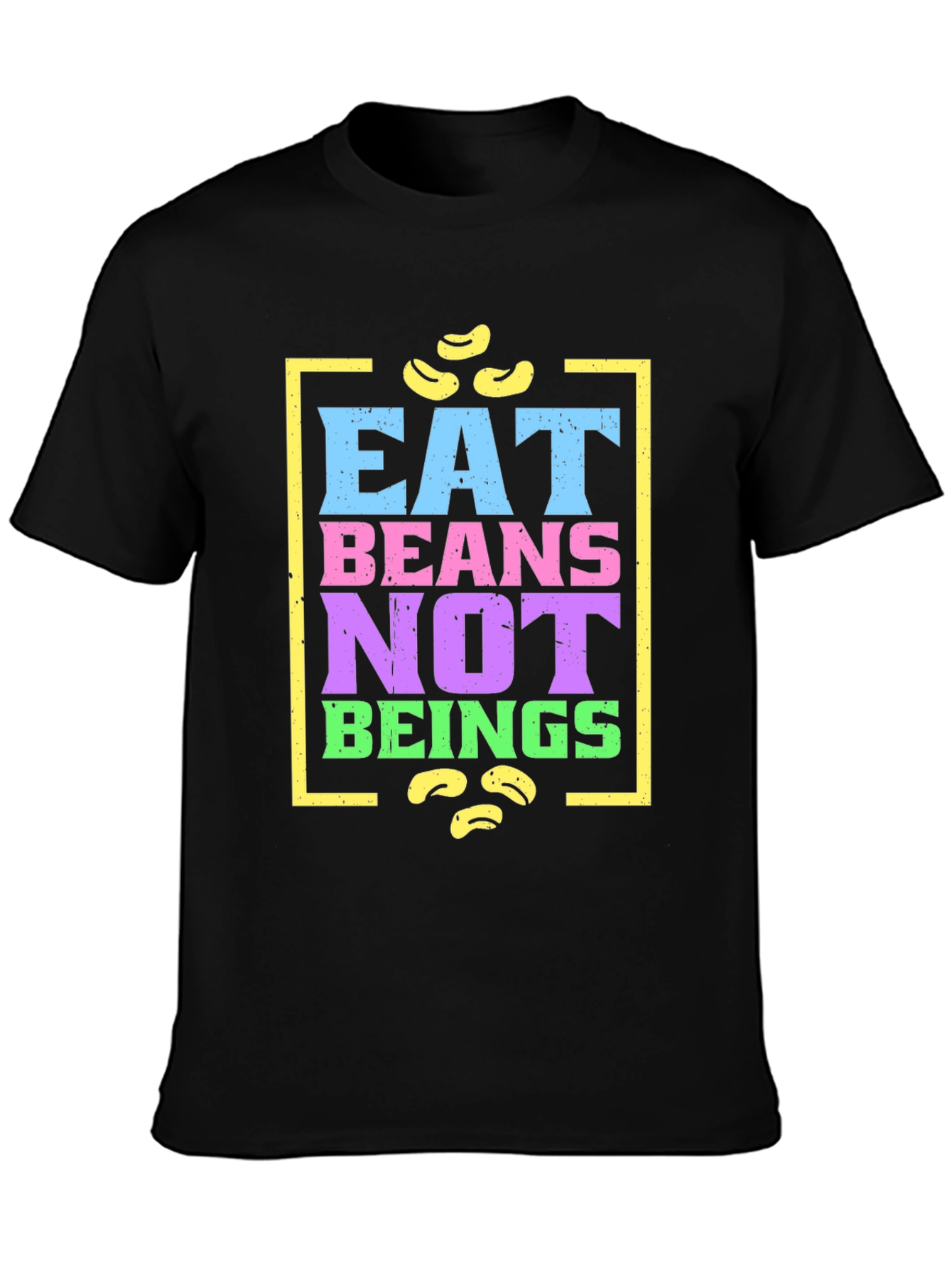 Black Eat Beans Not Beings Graphic T-Shirt view 3