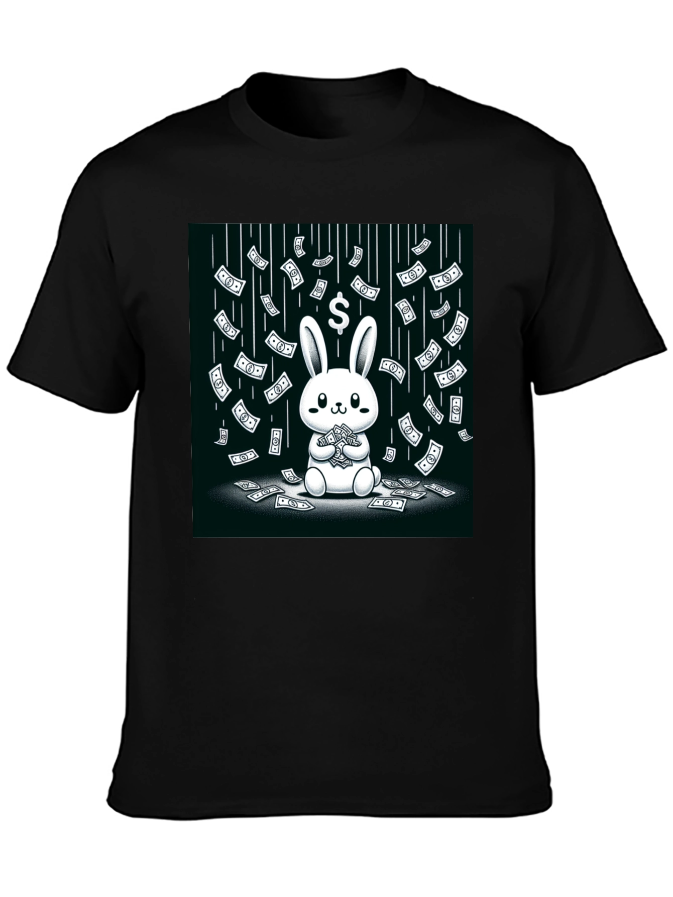 Black Money Bunny Black T-Shirt view 3