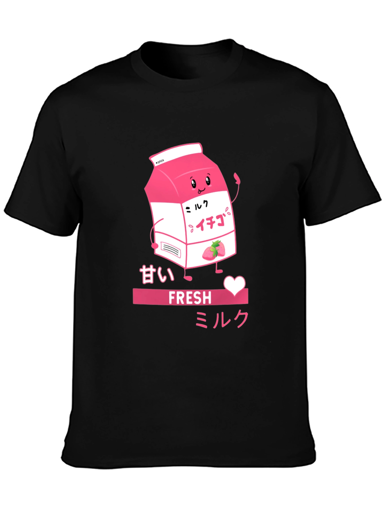 Black Kawaii Strawberry Milk T-Shirt - Fresh Milk Tee view 3