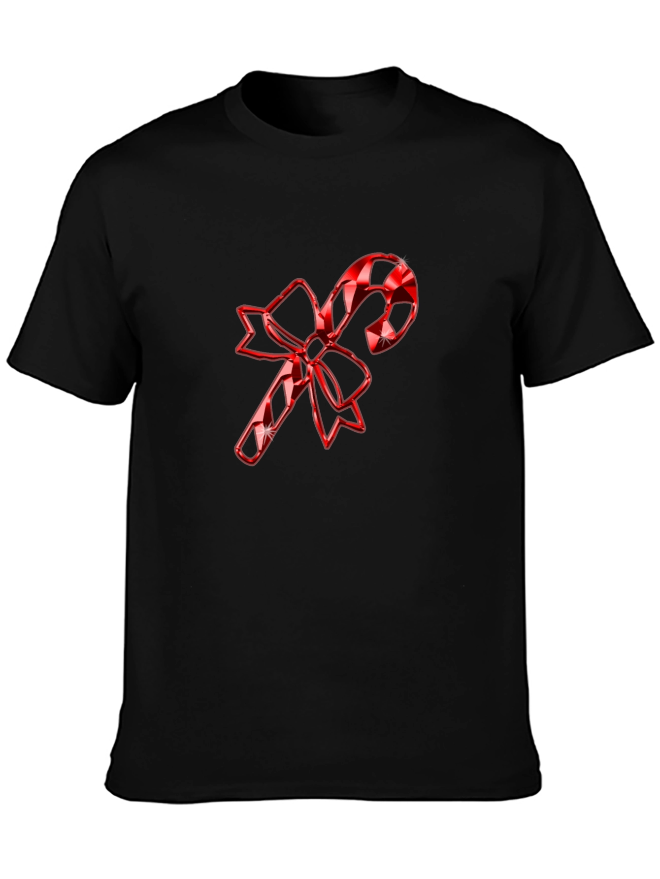 Black Festive Candy Cane Bow T-Shirt - Holiday Cheer view 3