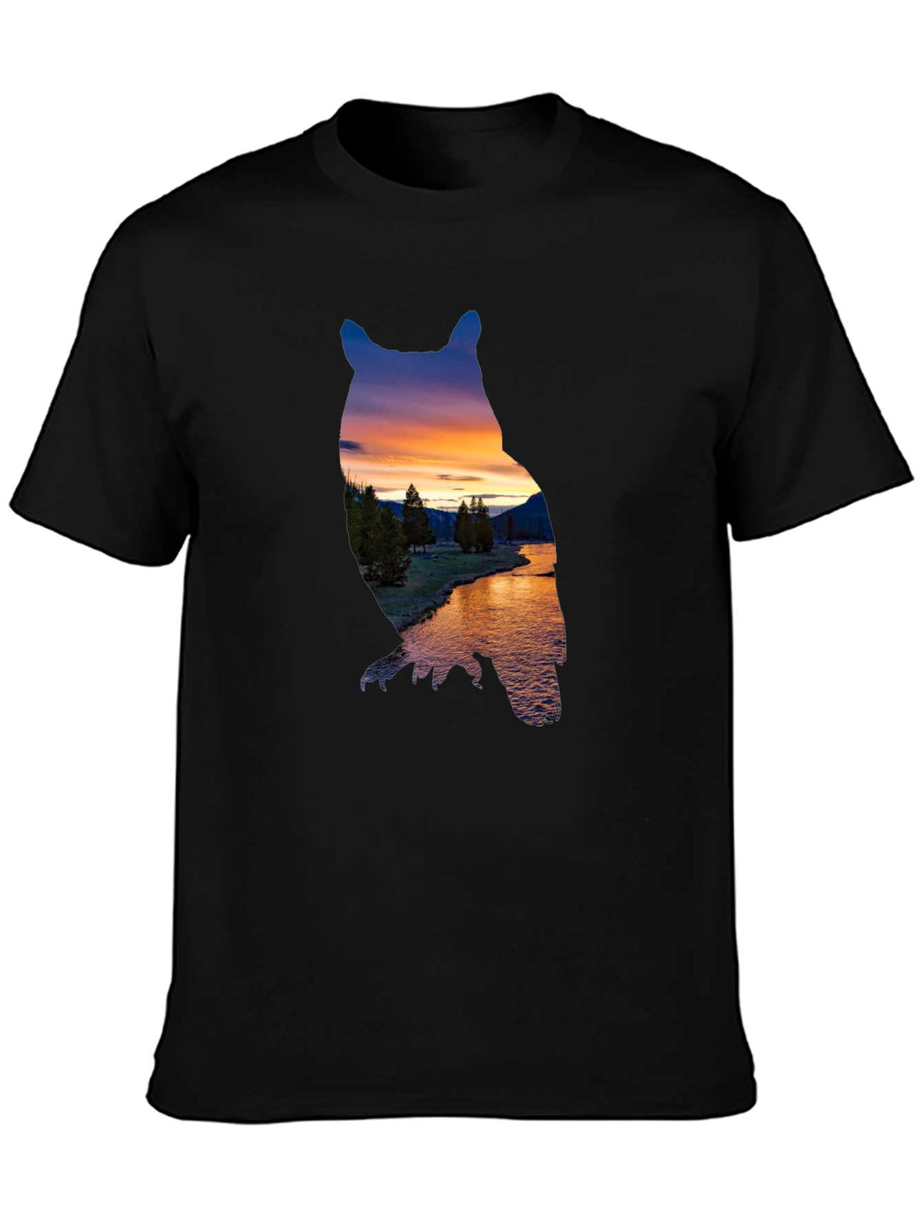 Black Owl Sunset Graphic Tee view 3