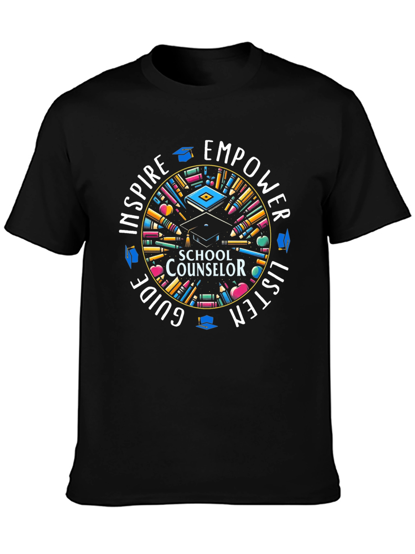 Black School Counselor Inspire Empower T-Shirt view 3