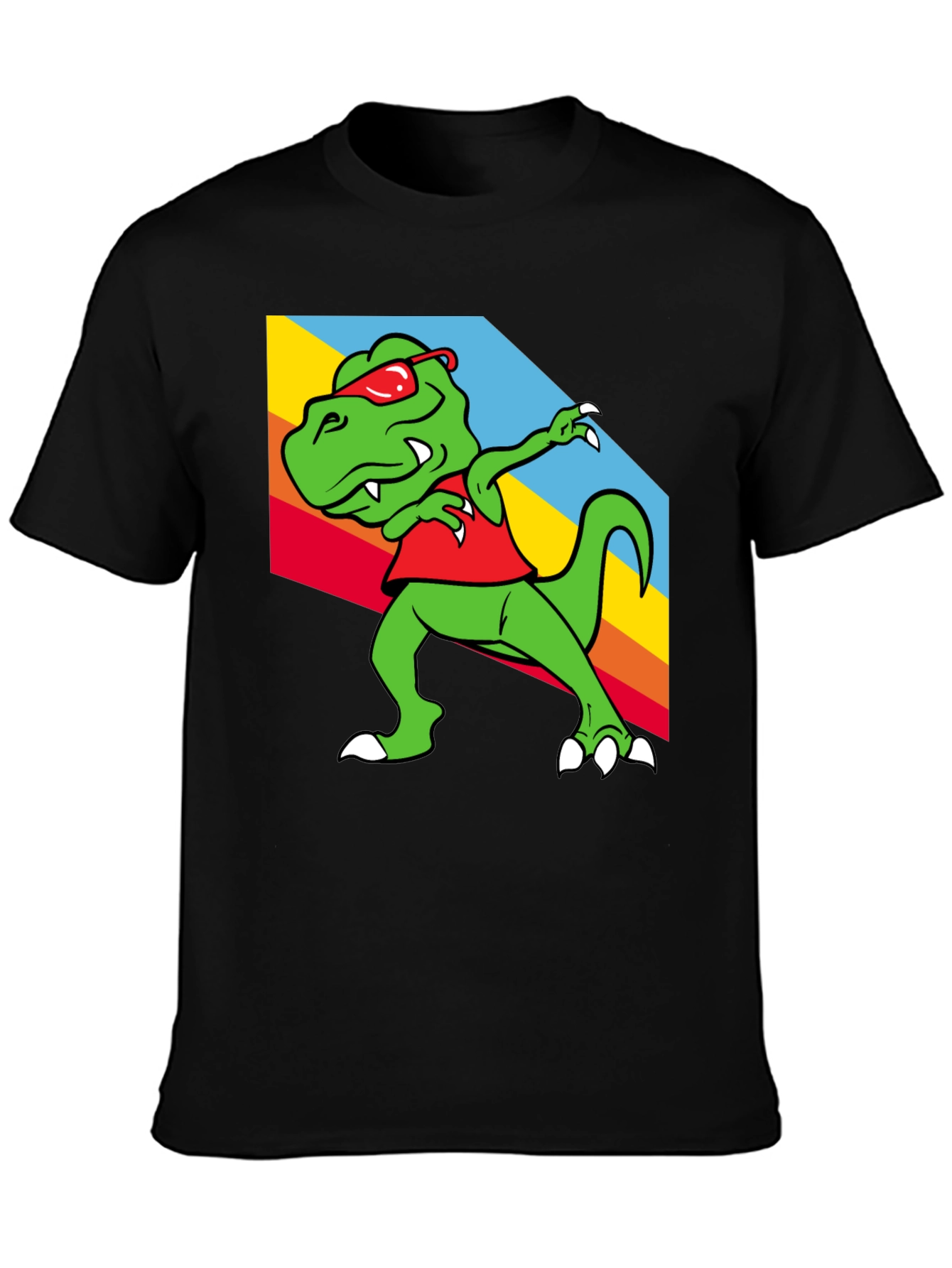 Black Dabbing Dinosaur Graphic Tee - Trendy T-Rex T-Shirt view 3