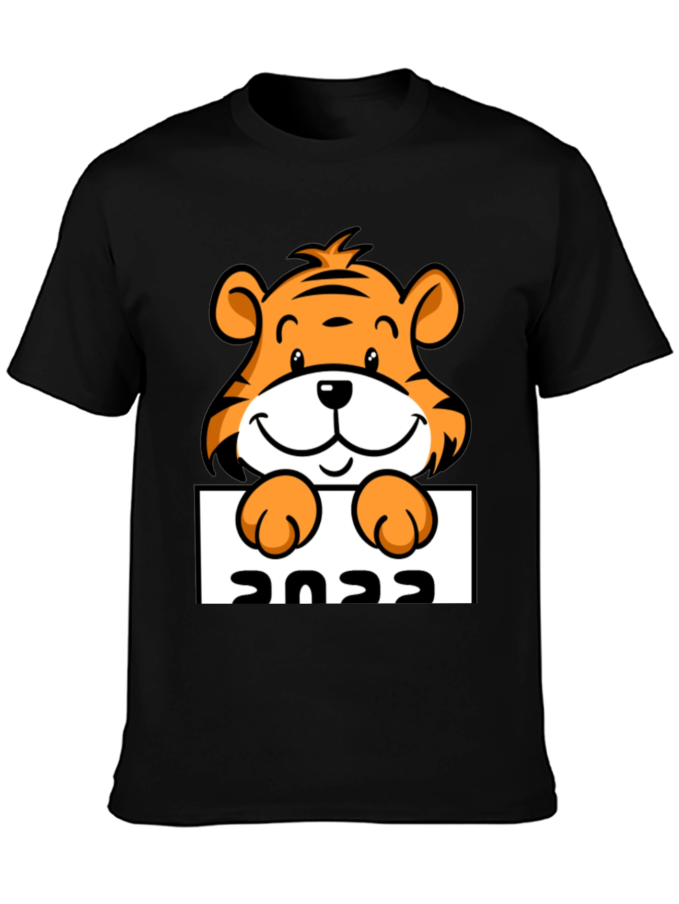 Black Cute Tiger 2022 Graphic Tee - Black view 3