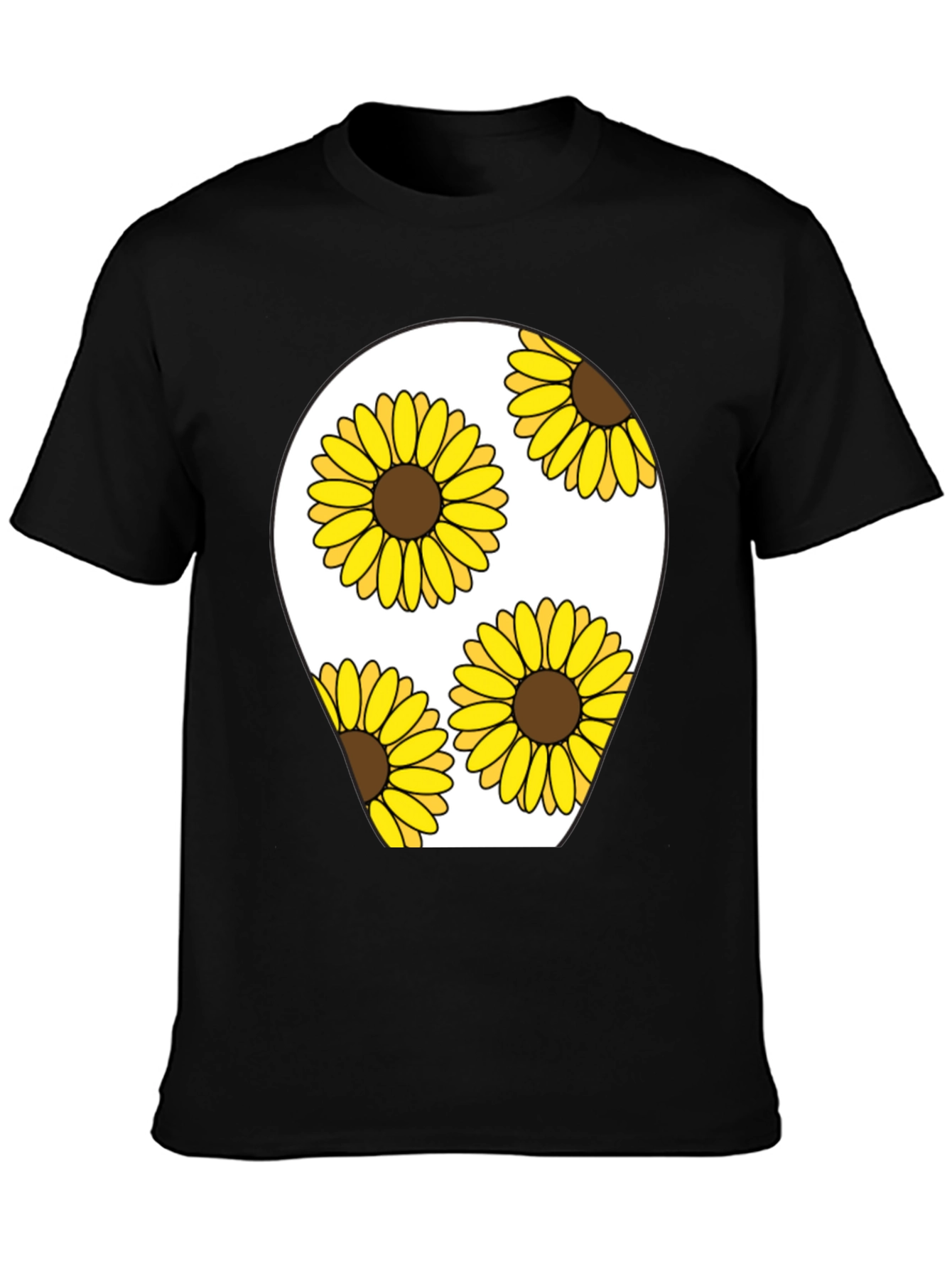 Black Sunflower Graphic Print Black T-Shirt view 3