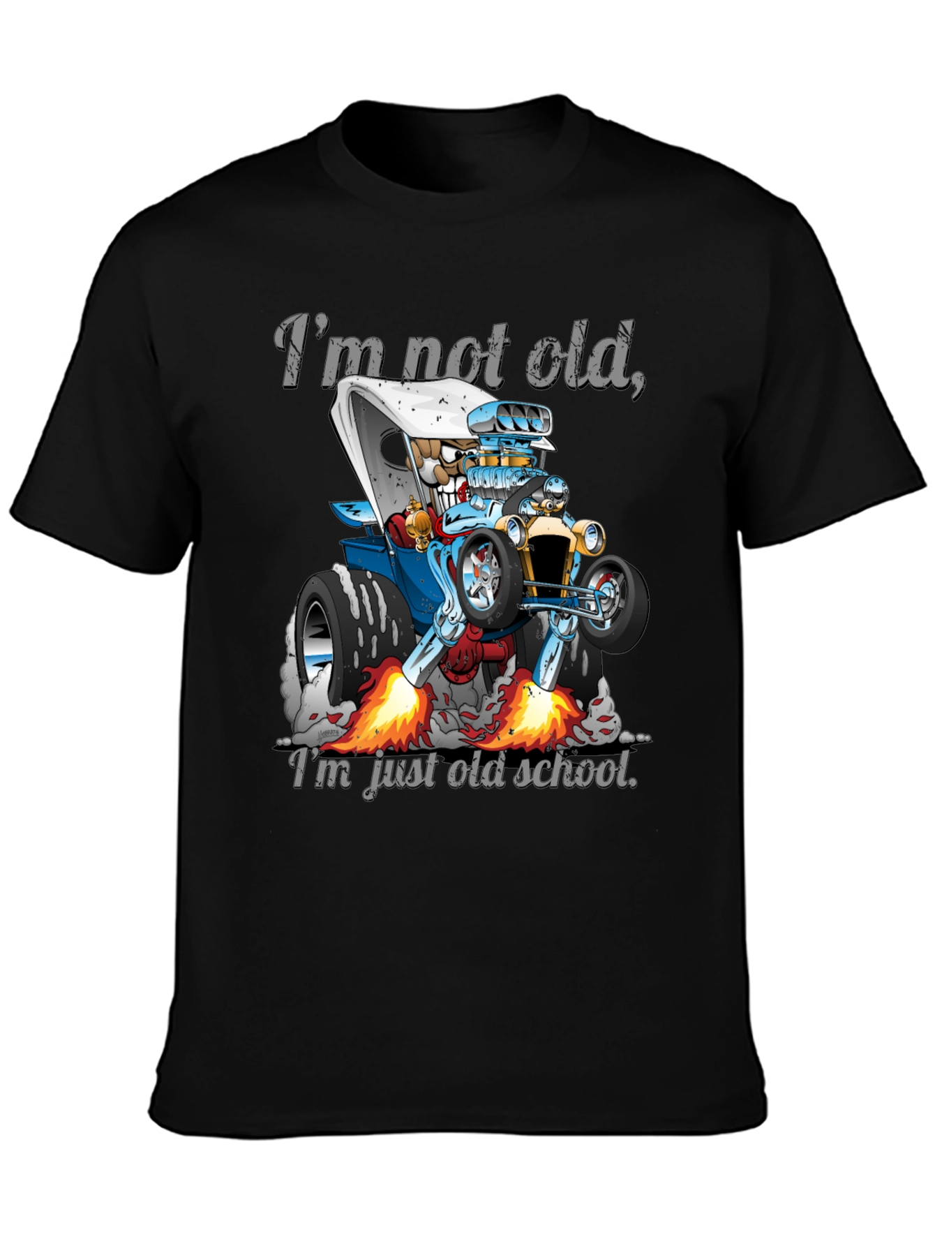 Black I'm Not Old, Just Old School Car T-Shirt view 3