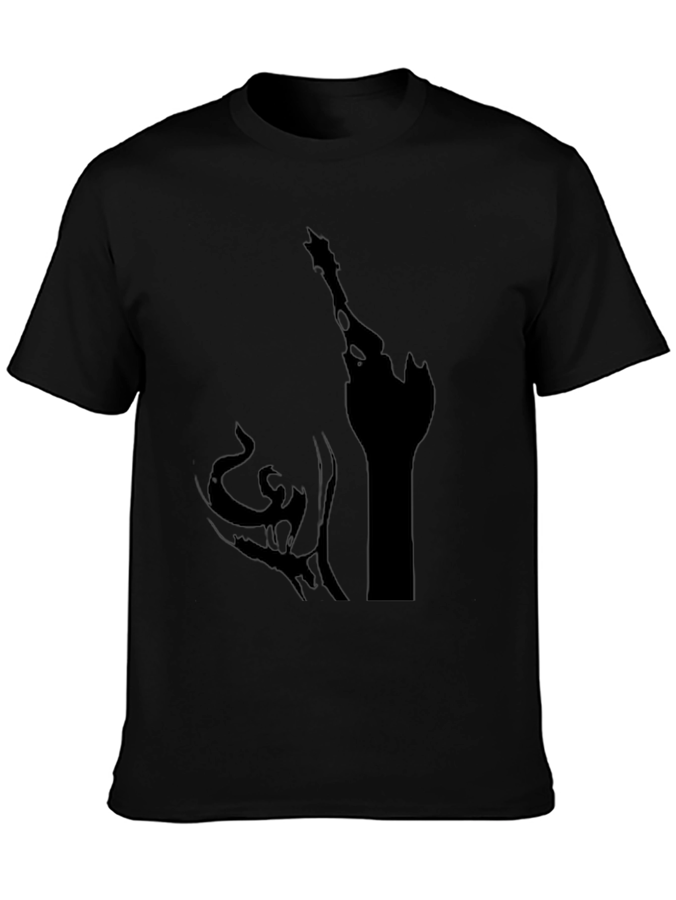 Black Men's Black Graphic Tee - Fantasy Castle Design view 3