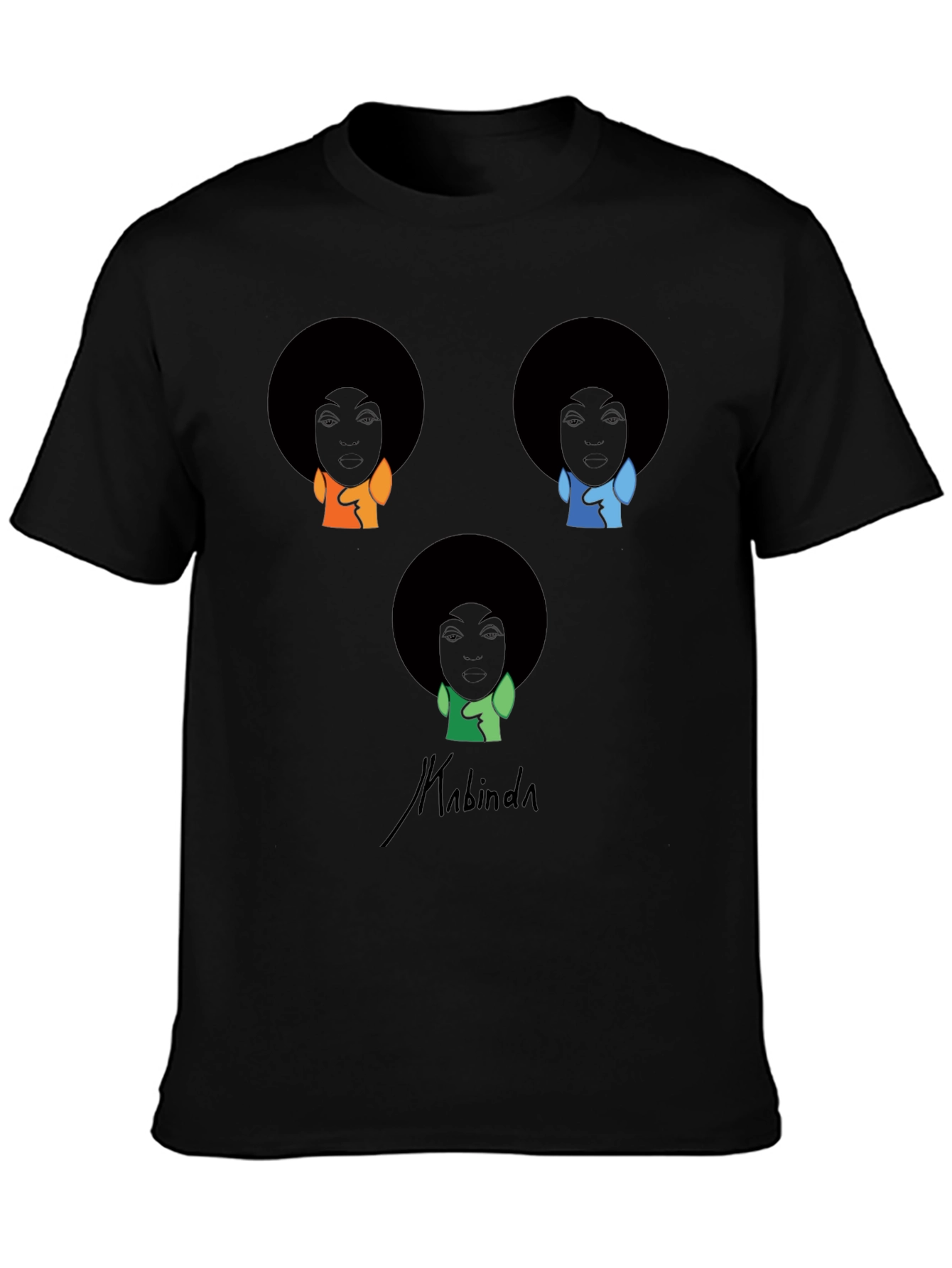 Black Kabinda Graphic T-Shirt - Afro Portrait Design view 3