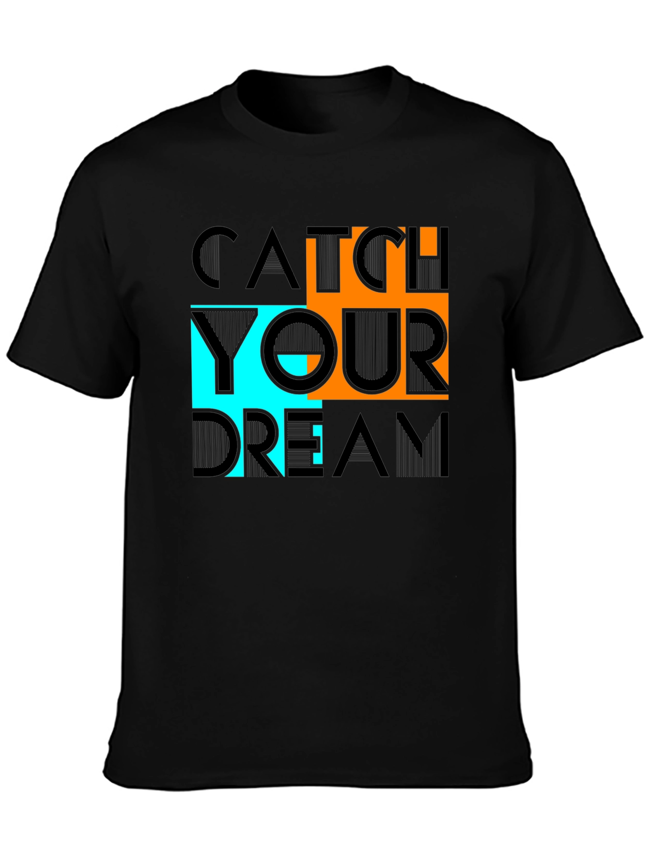 Black Catch Your Dream Graphic Tee - Black Cotton Casual Shirt view 3