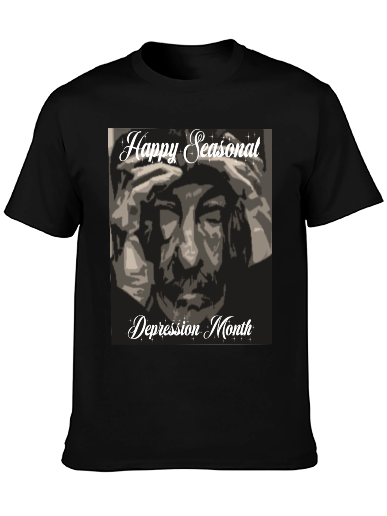 Black Happy Seasonal Depression Month T-Shirt view 3