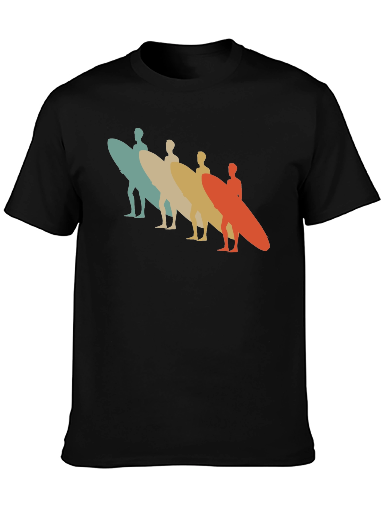 Black Retro Surfboard T-Shirt - Vintage Surfer Design view 3