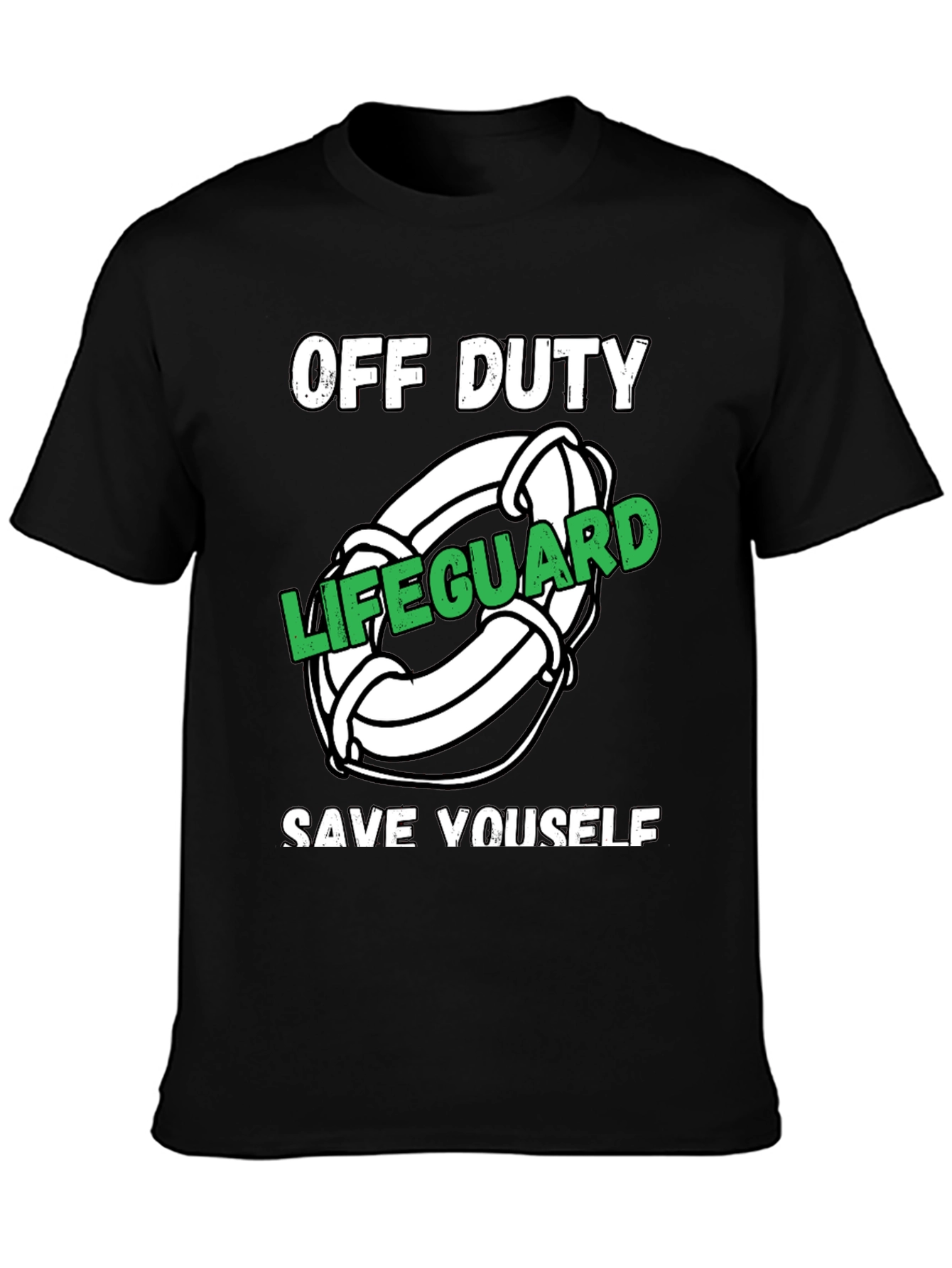 Black Off Duty Lifeguard Novelty Graphic T-Shirt view 3