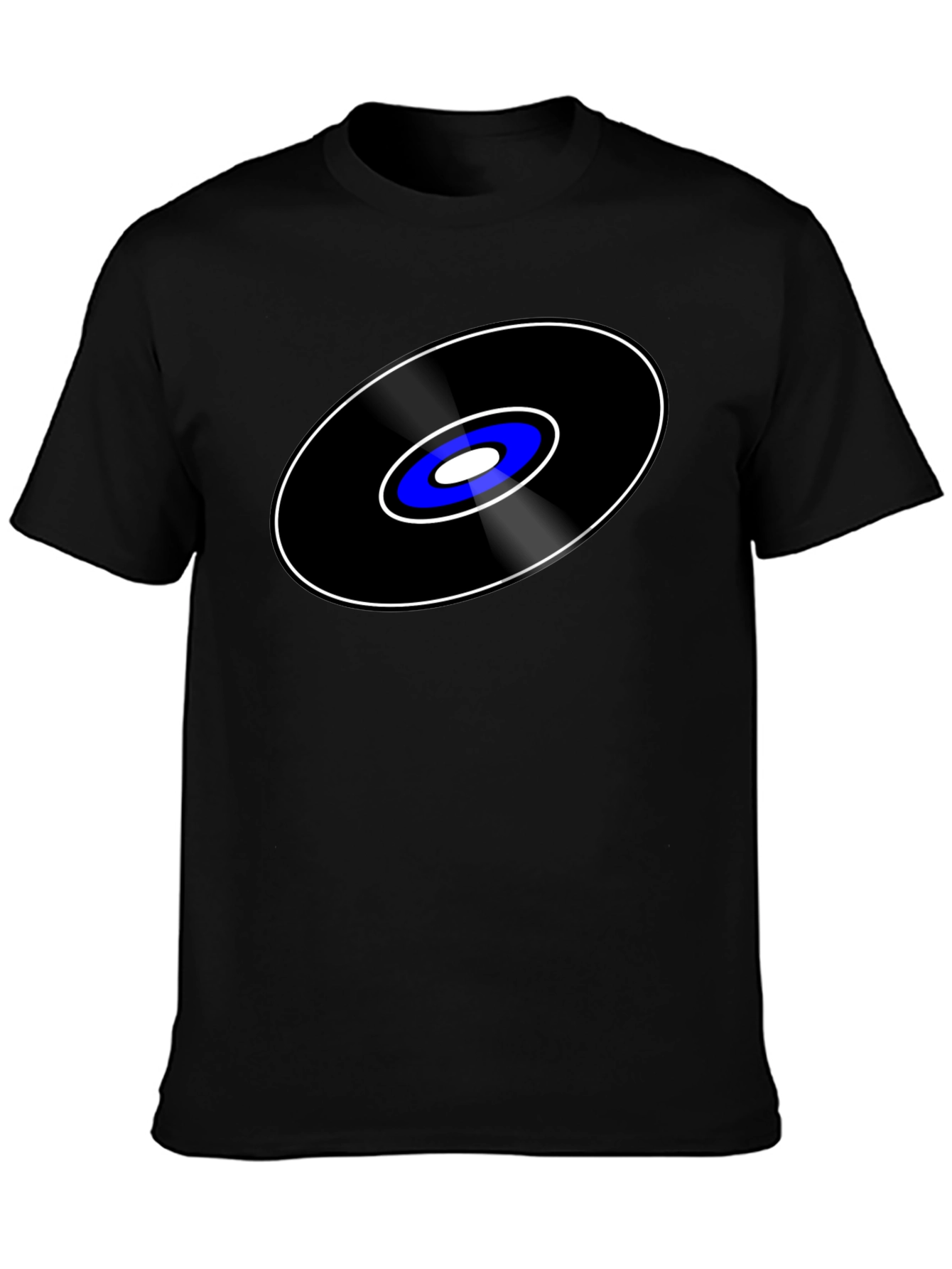 Black Retro Vinyl Record Graphic Tee - Cool Music Lover Shirt view 3
