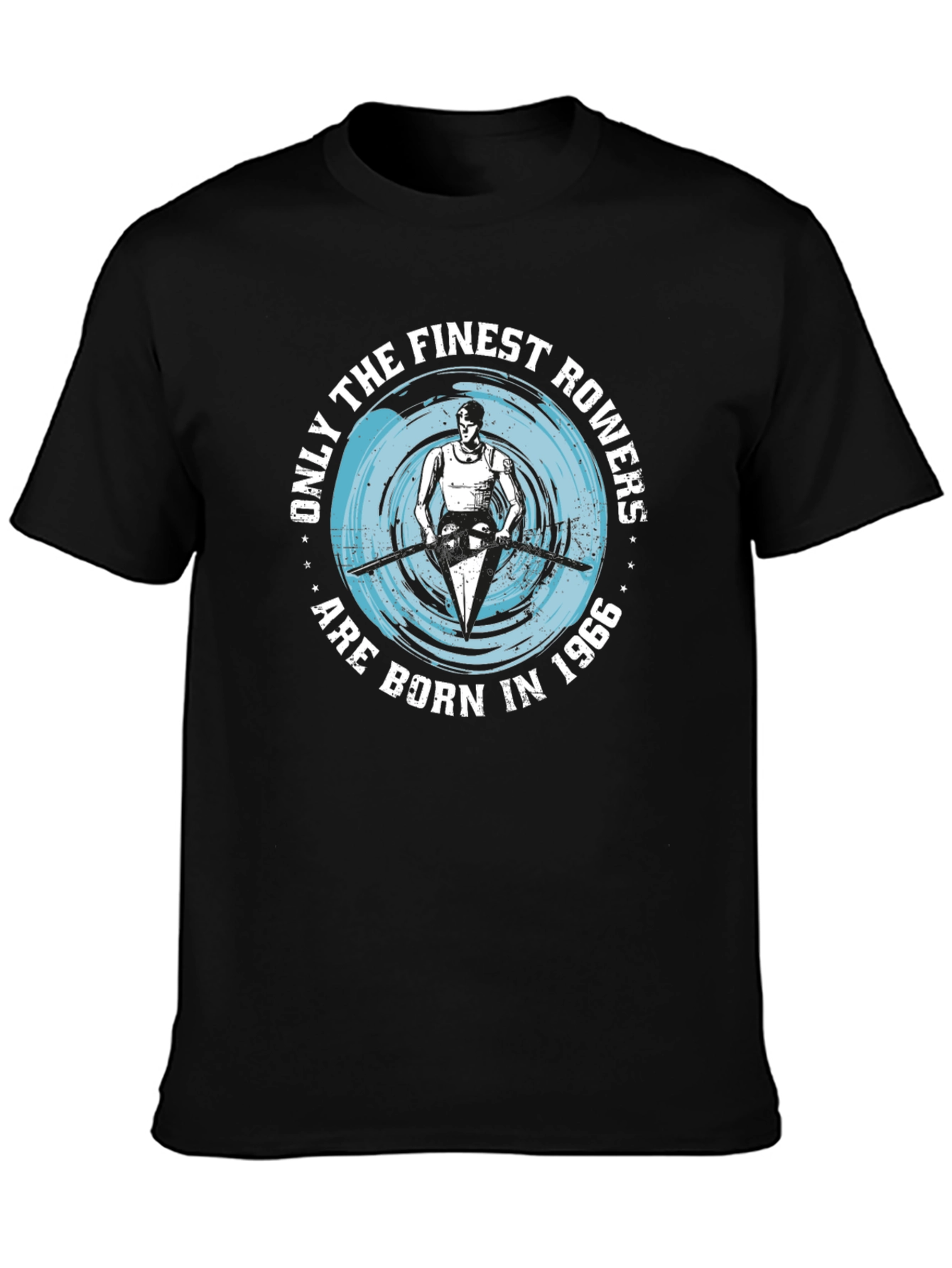 Black Finest Rowers Born in 1966 Black T-Shirt view 3