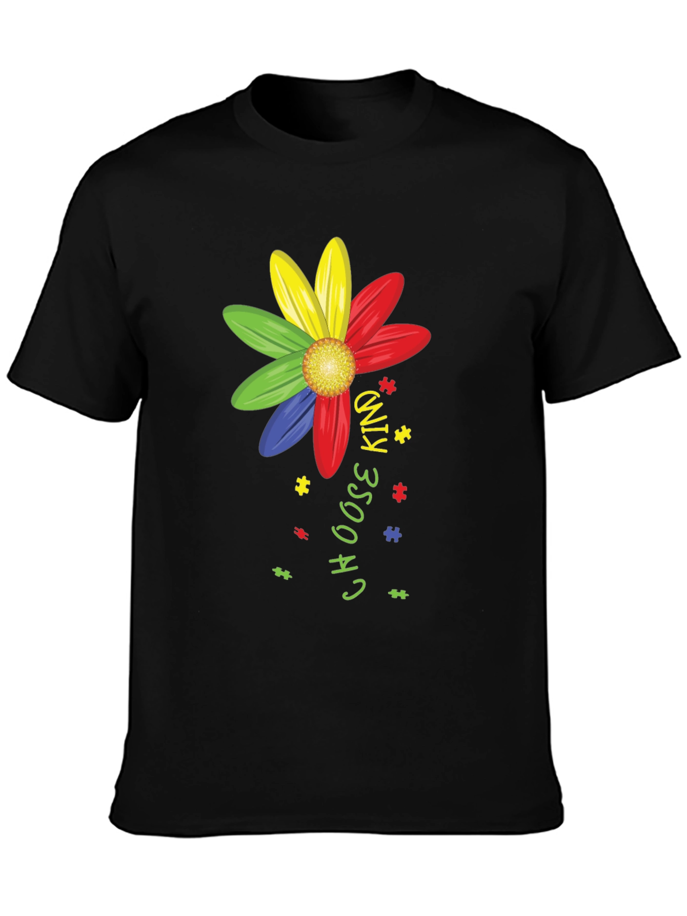Black Choose Kind Autism Awareness T-Shirt view 3