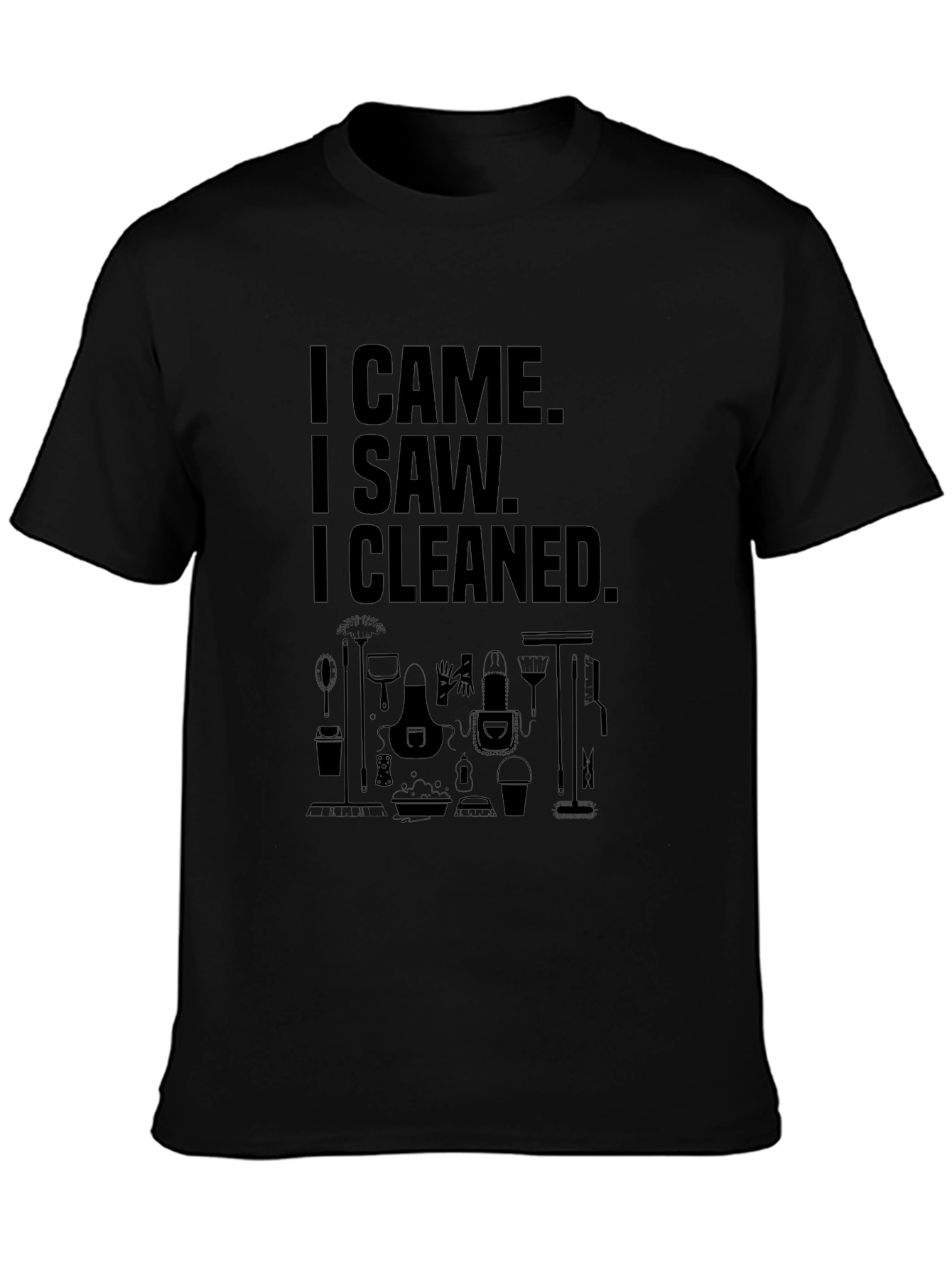Black Funny Cleaning Crew T-Shirt view 3