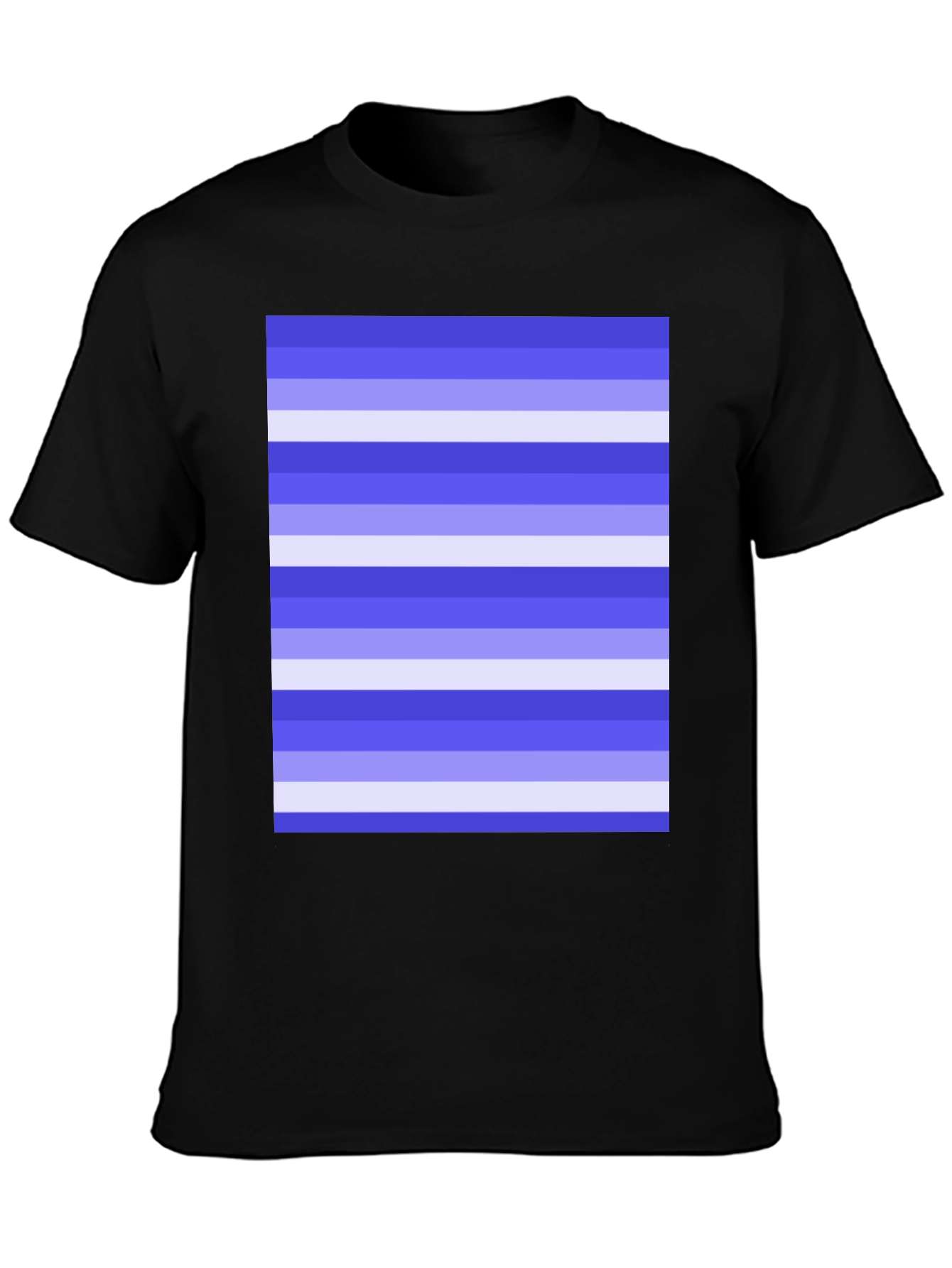 Black Striped Pattern Black Cotton Casual T-Shirt view 3