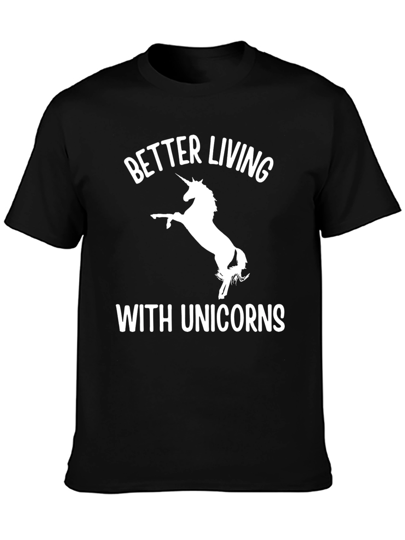 Black Better Living With Unicorns Graphic T-Shirt view 3