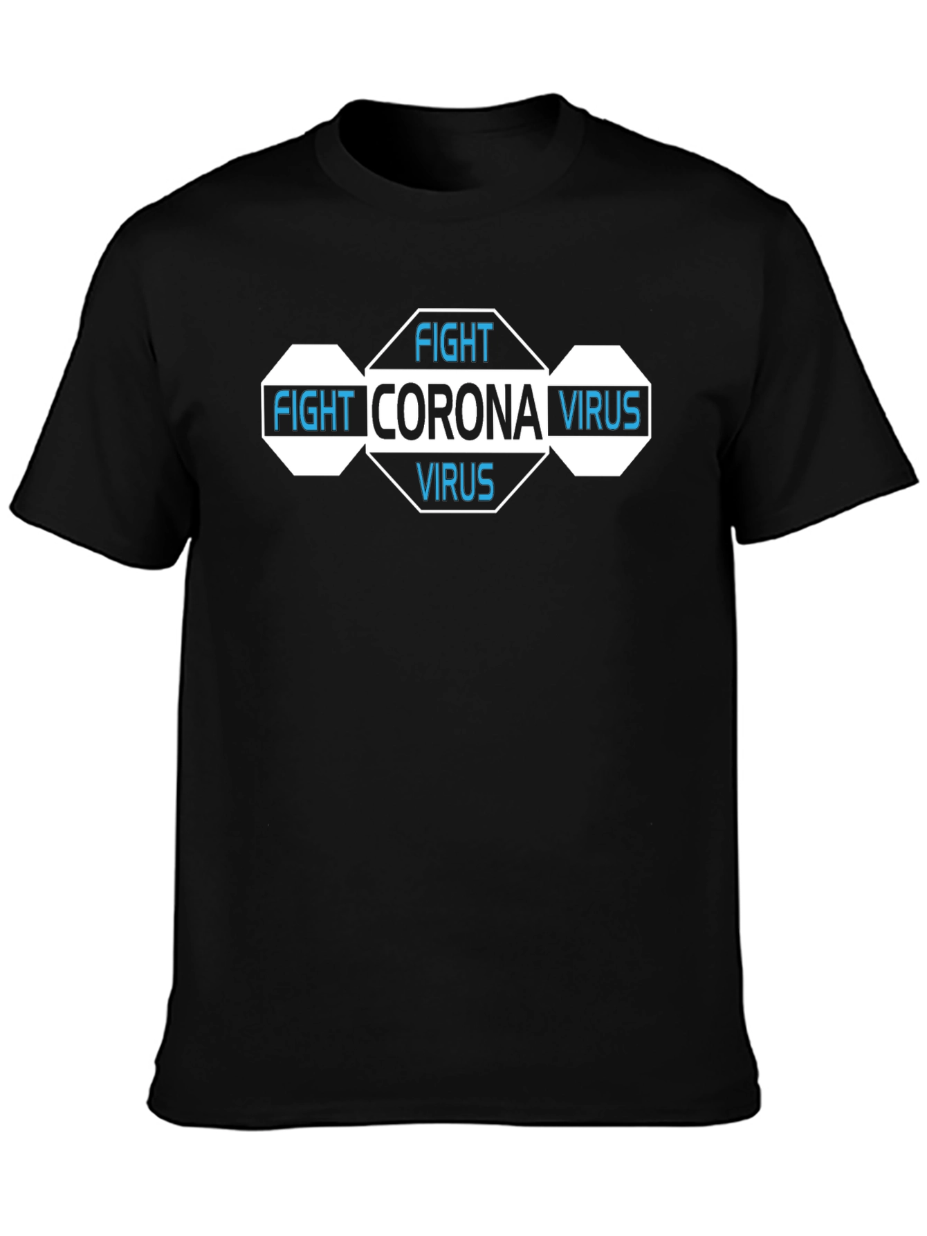 Black Fight Corona Virus Black Graphic T-Shirt view 3