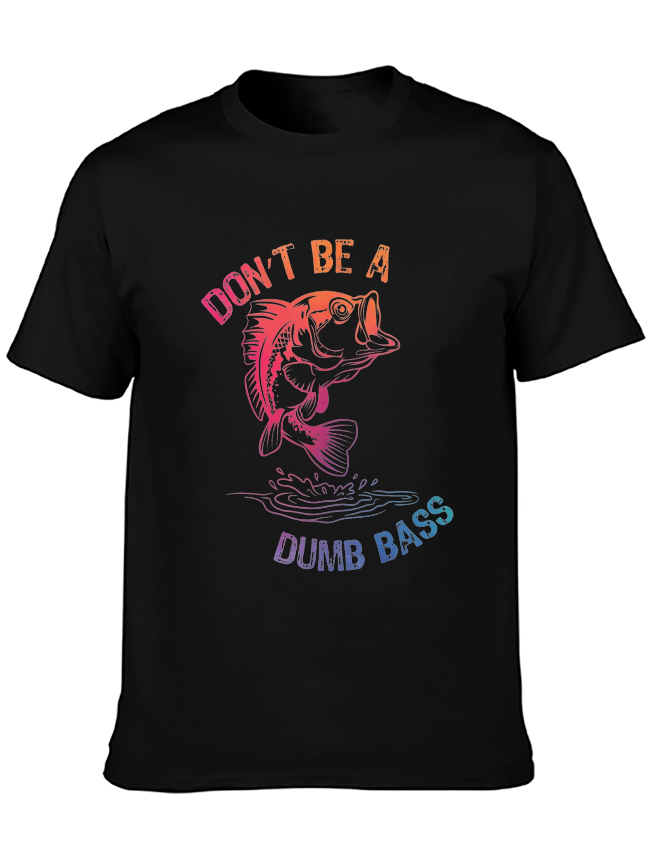 Black Don't Be a Dumb Bass T-Shirt - Fishing Humor view 3