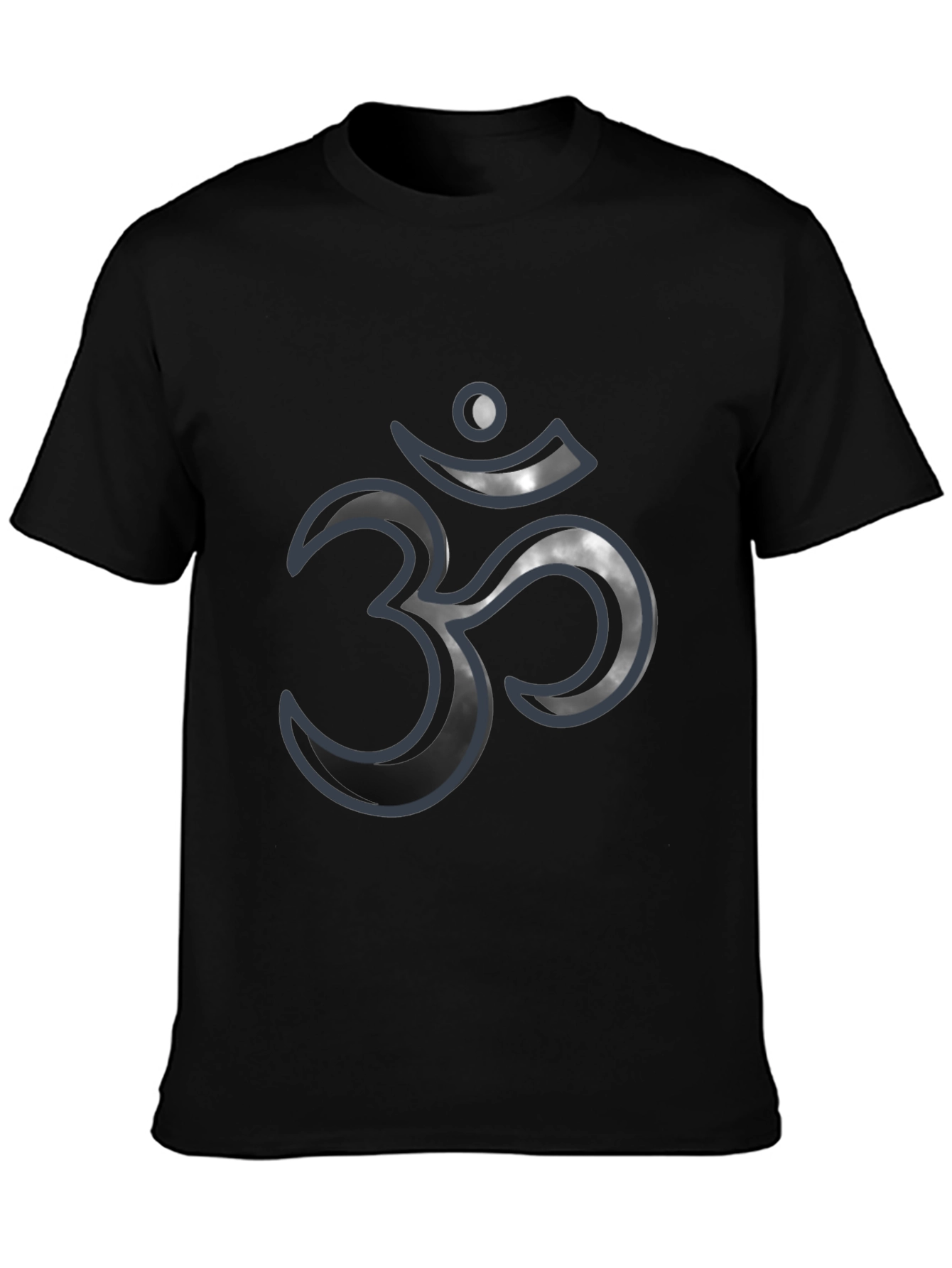 Black Men's Black T-Shirt with Om Symbol Design view 3