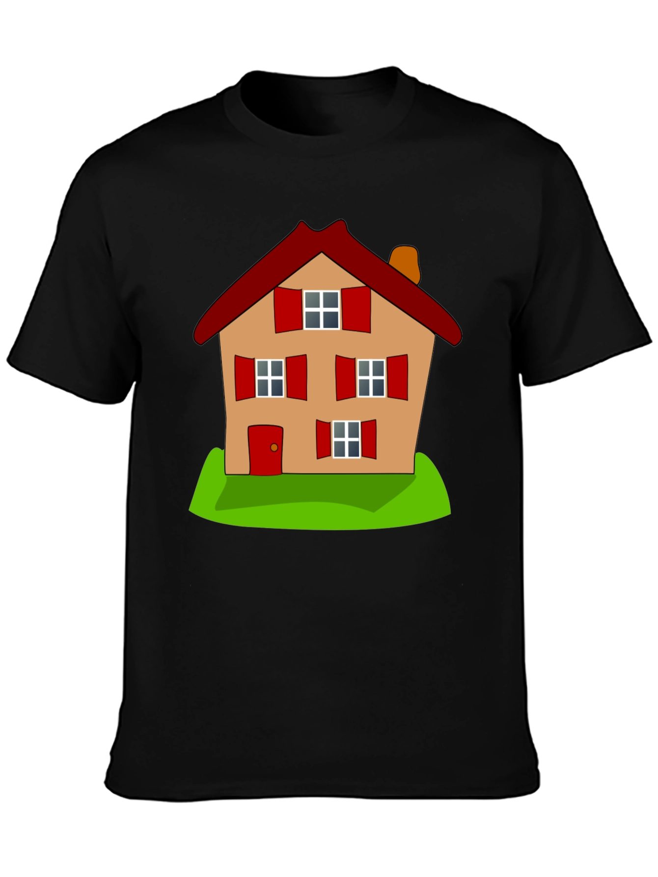 Black Cartoon House Graphic Tee - Fun, Stylish Comfort view 3