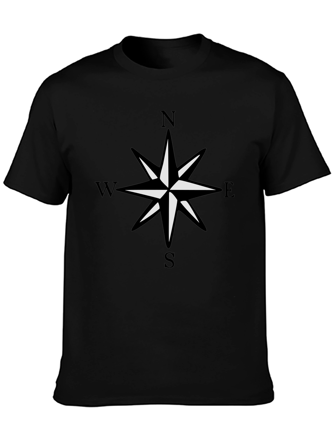 Compass Rose Graphic Black T-Shirt - 3