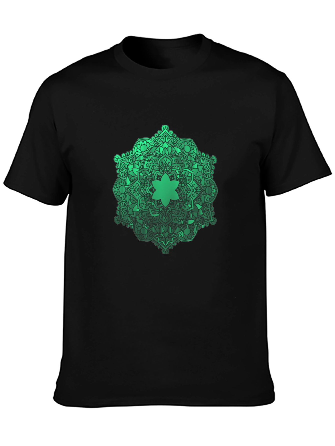 Black Green Mandala Graphic Black T-Shirt view 3