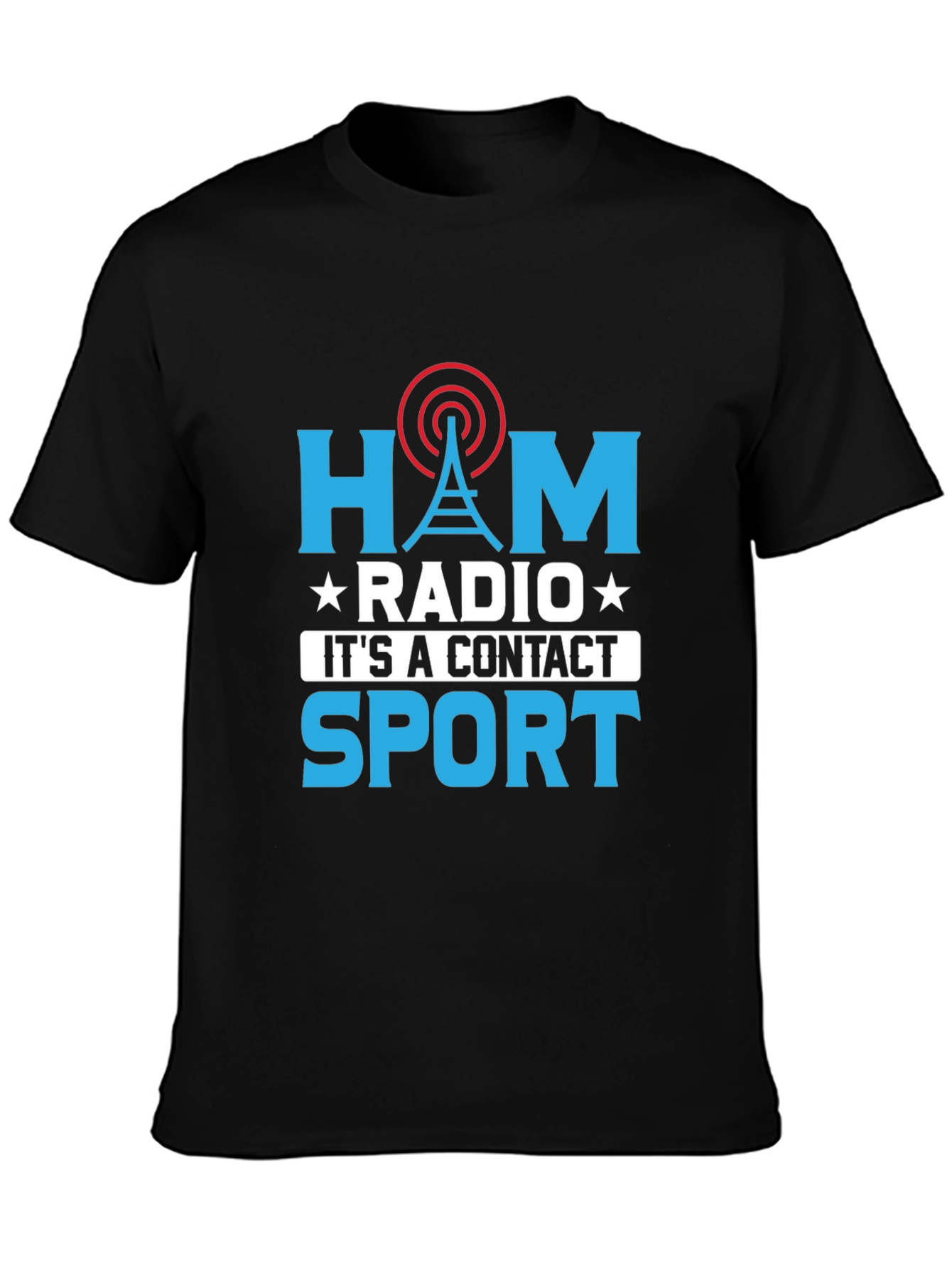 Black Ham Radio Contact Sport Graphic T-Shirt view 3