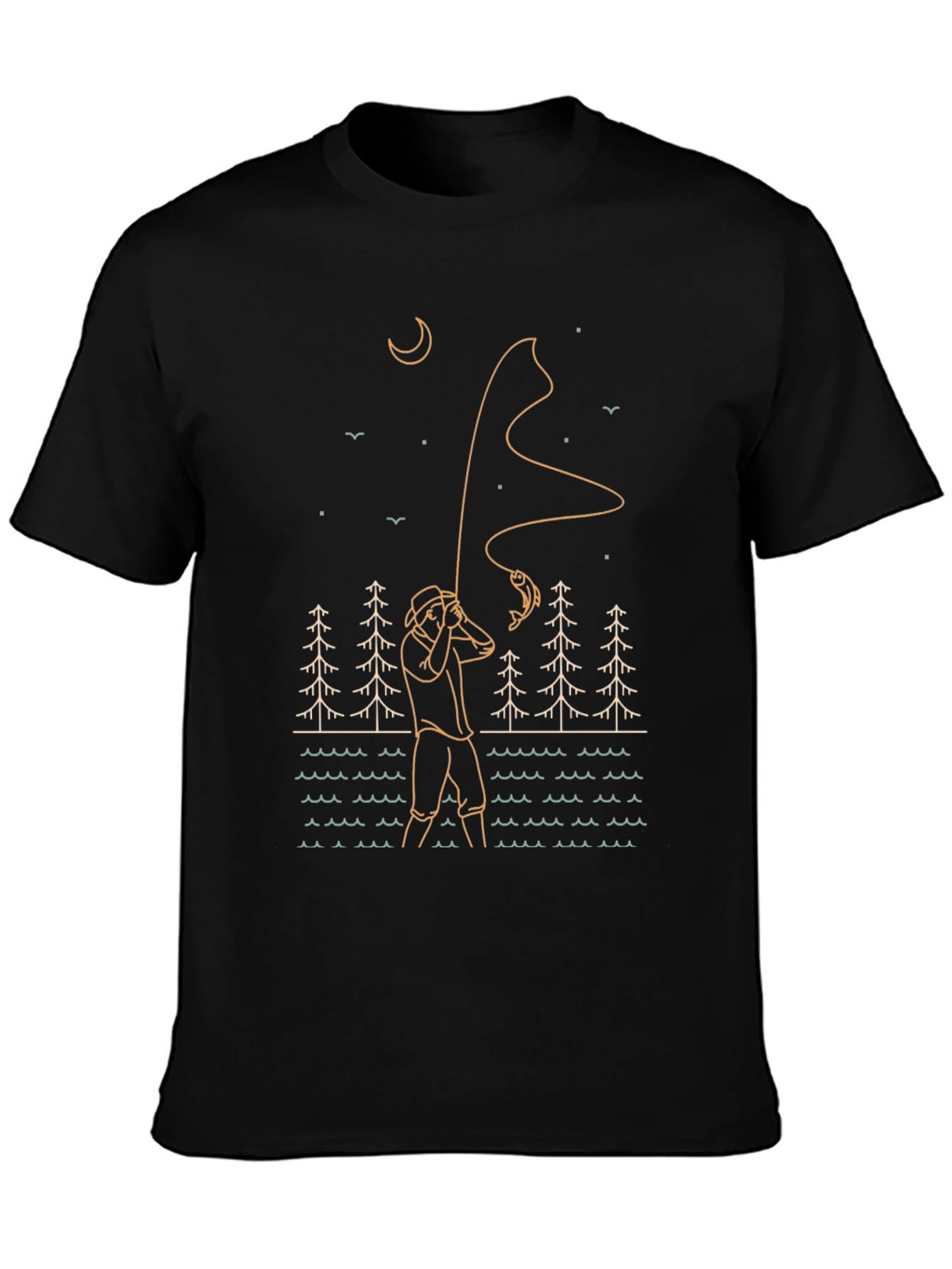Black Fisherman Graphic Tee - Outdoor Adventure Style view 3