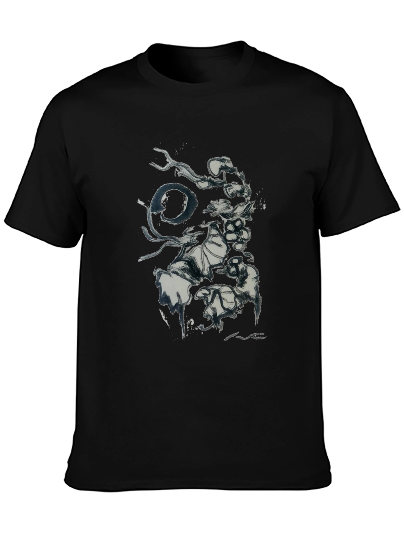 Black Abstract Ink Graphic Black T-Shirt view 3