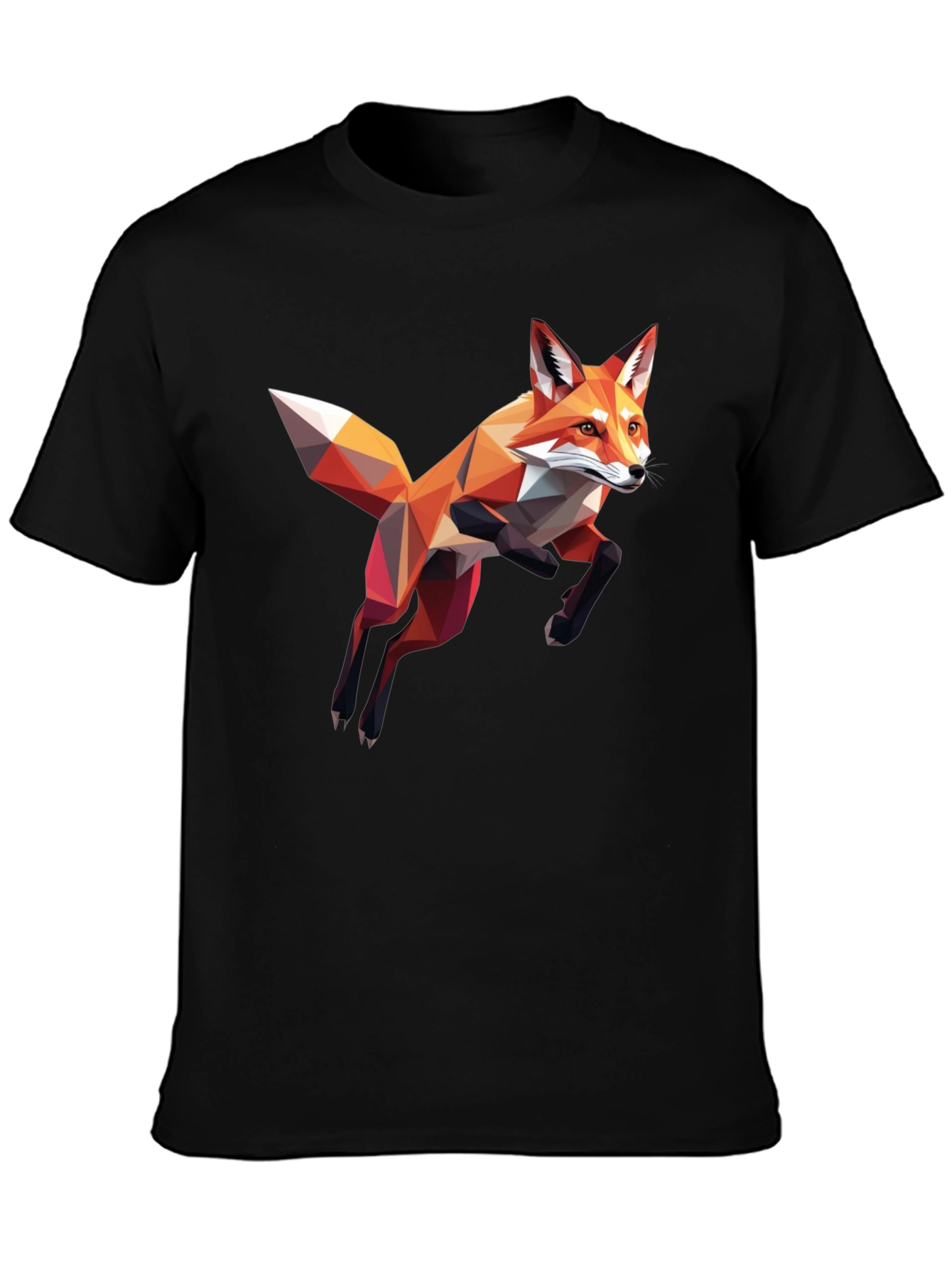 Black Geometric Fox Graphic T-Shirt - Black view 3