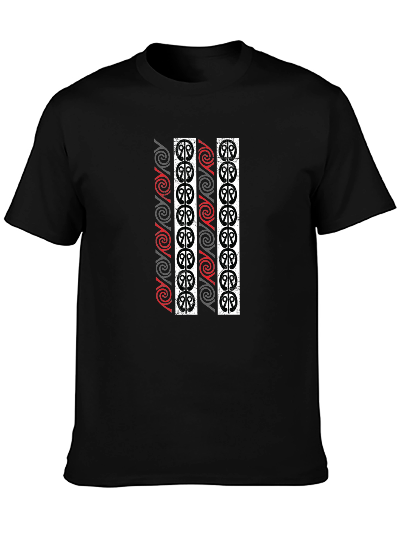 Black Tribal Pattern Black T-Shirt view 3