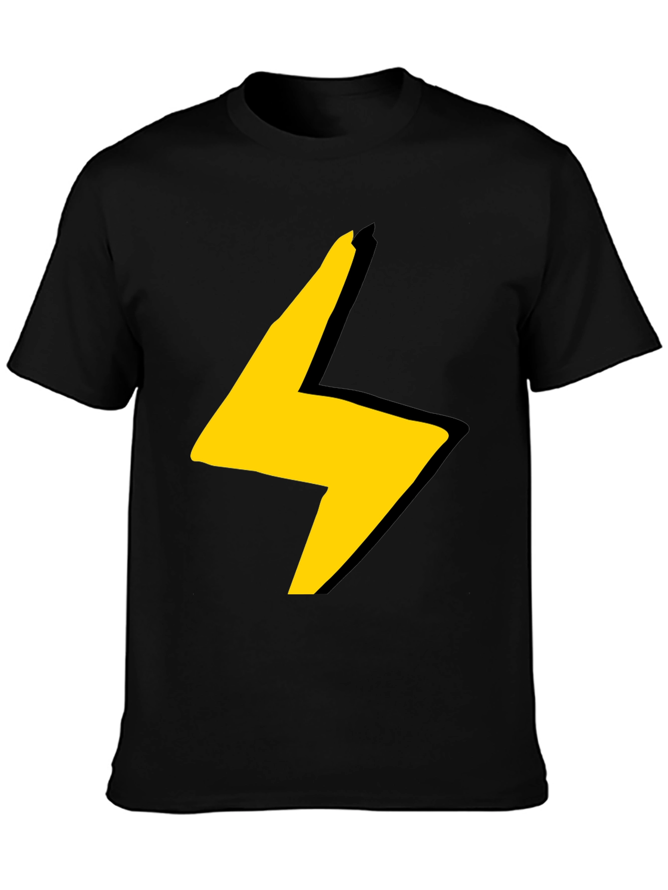 Black Electric Bolt Graphic Tee - Black Cotton Blend view 3