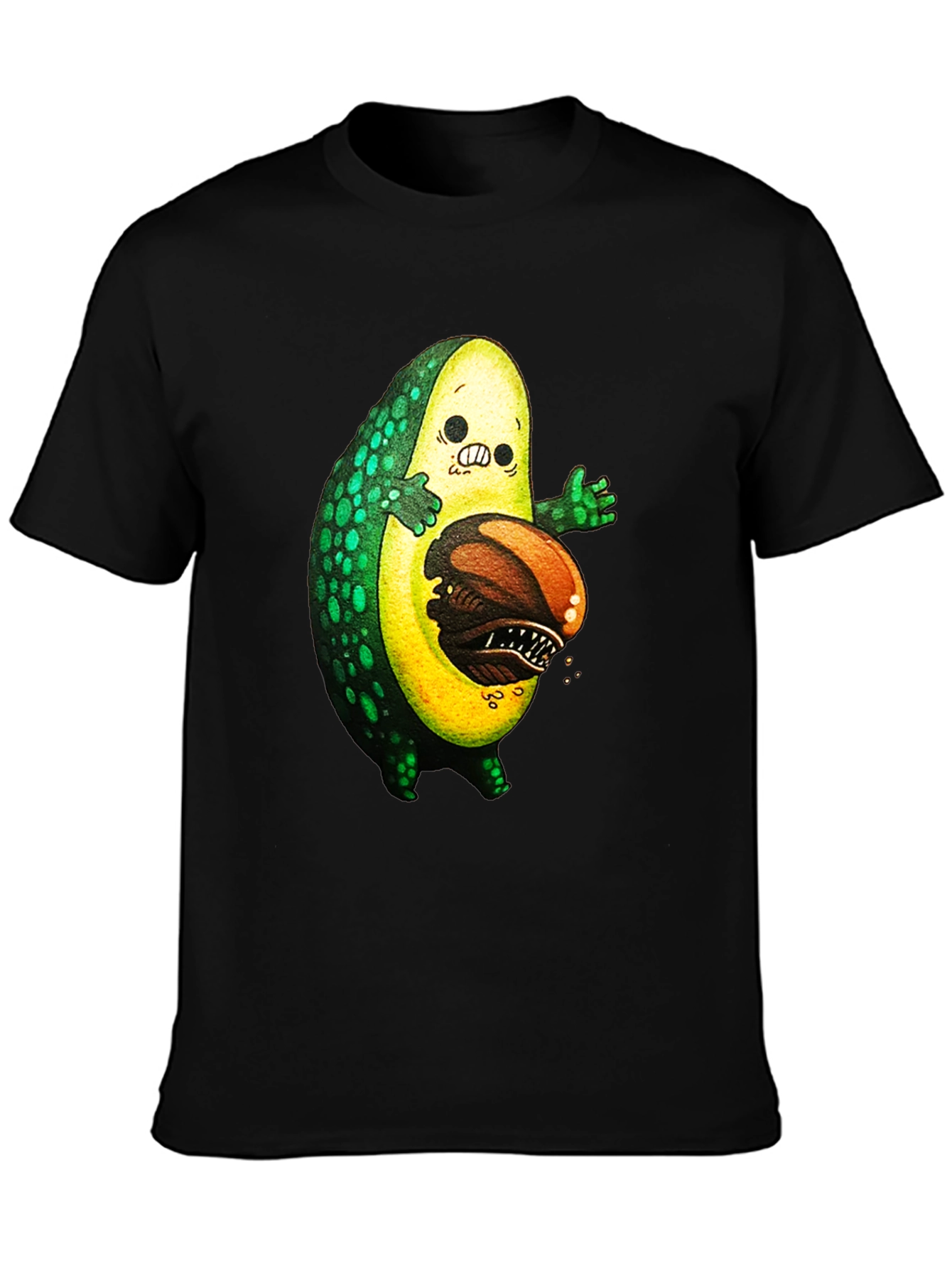 Black Avocado Monster Graphic T-Shirt - Unique Design view 3