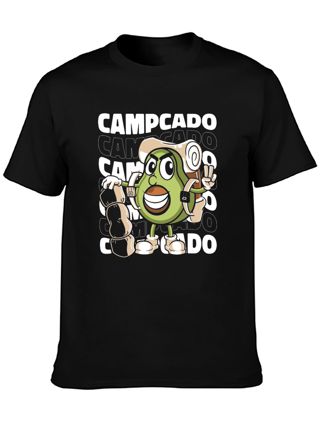 Black Campcado Graphic T-Shirt - Avocado Camping Adventure view 3