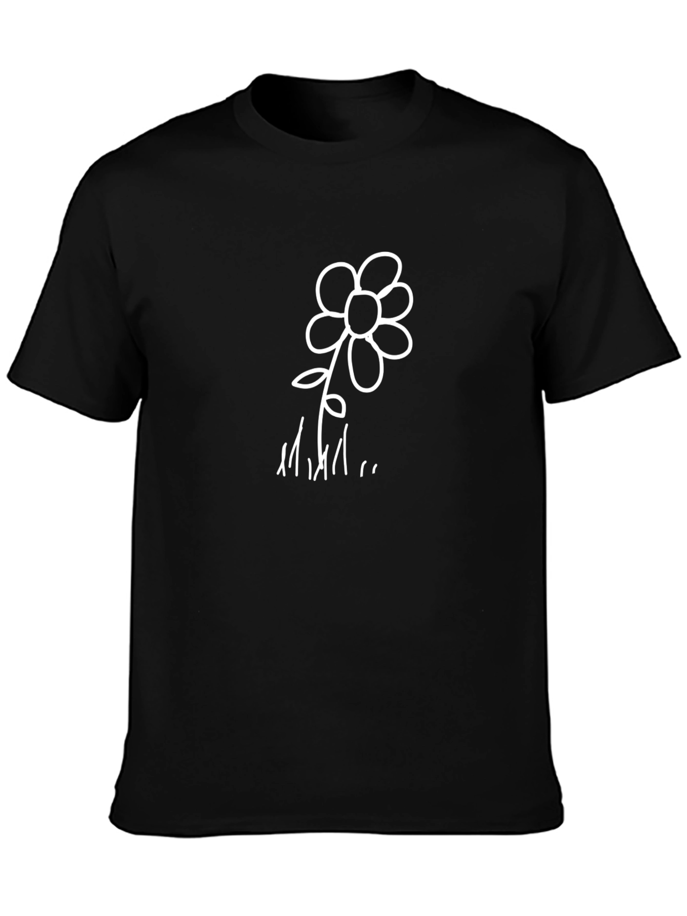Black Minimalist Flower Graphic Tee - Black view 3