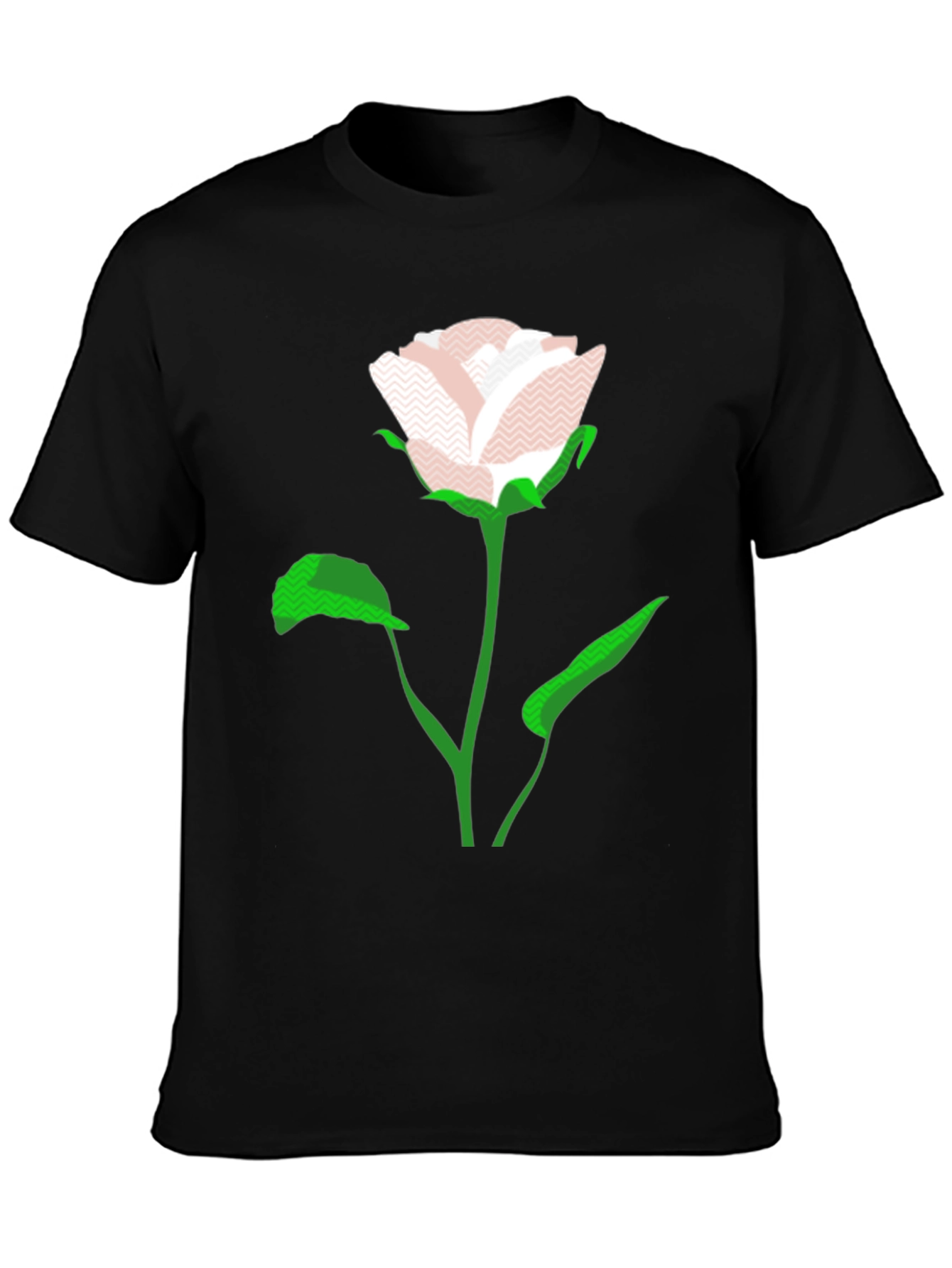 Black Modern Rose Graphic Black T-Shirt view 3