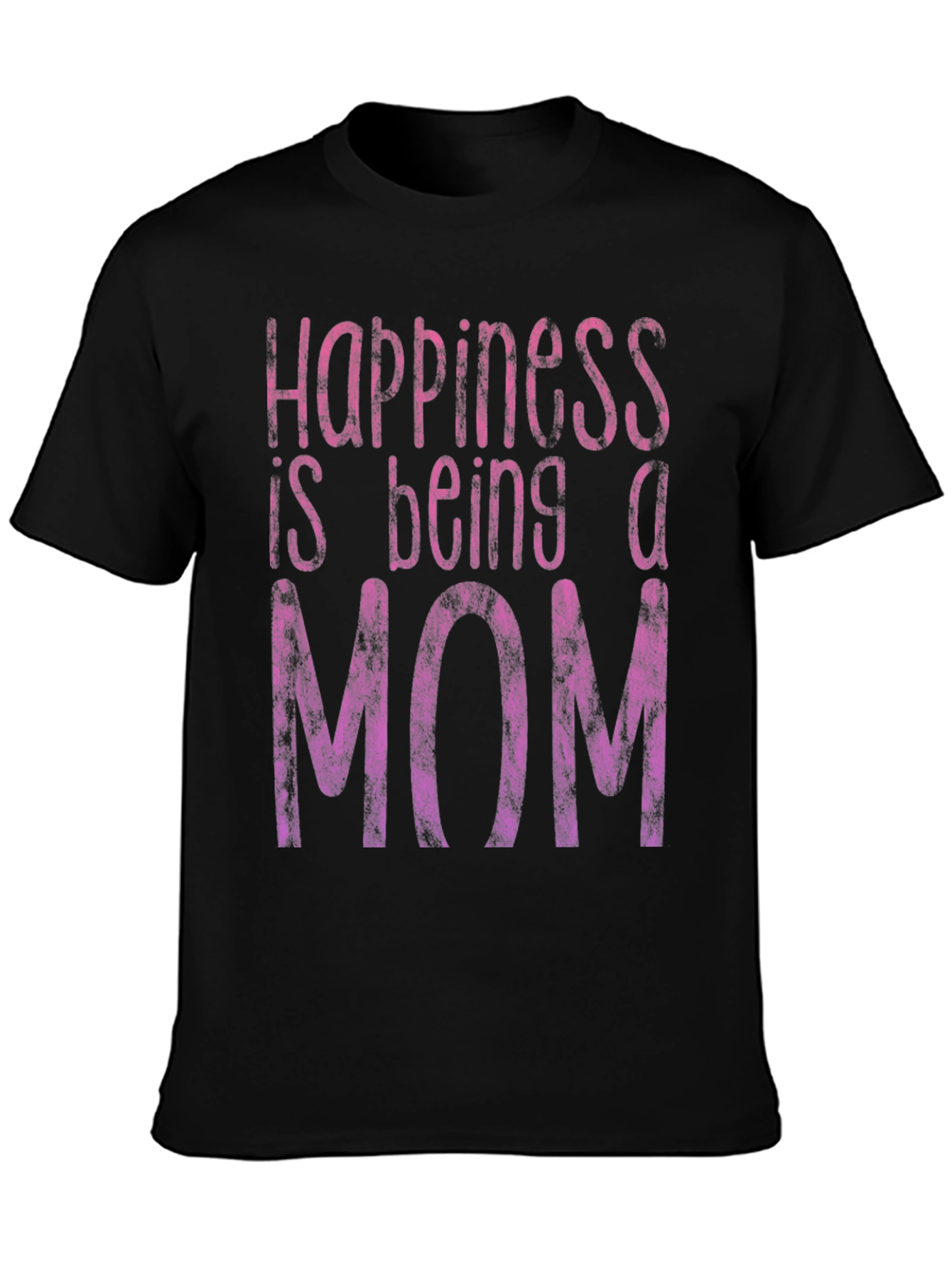 Black Happiness Is Being A Mom T-Shirt - Black view 3