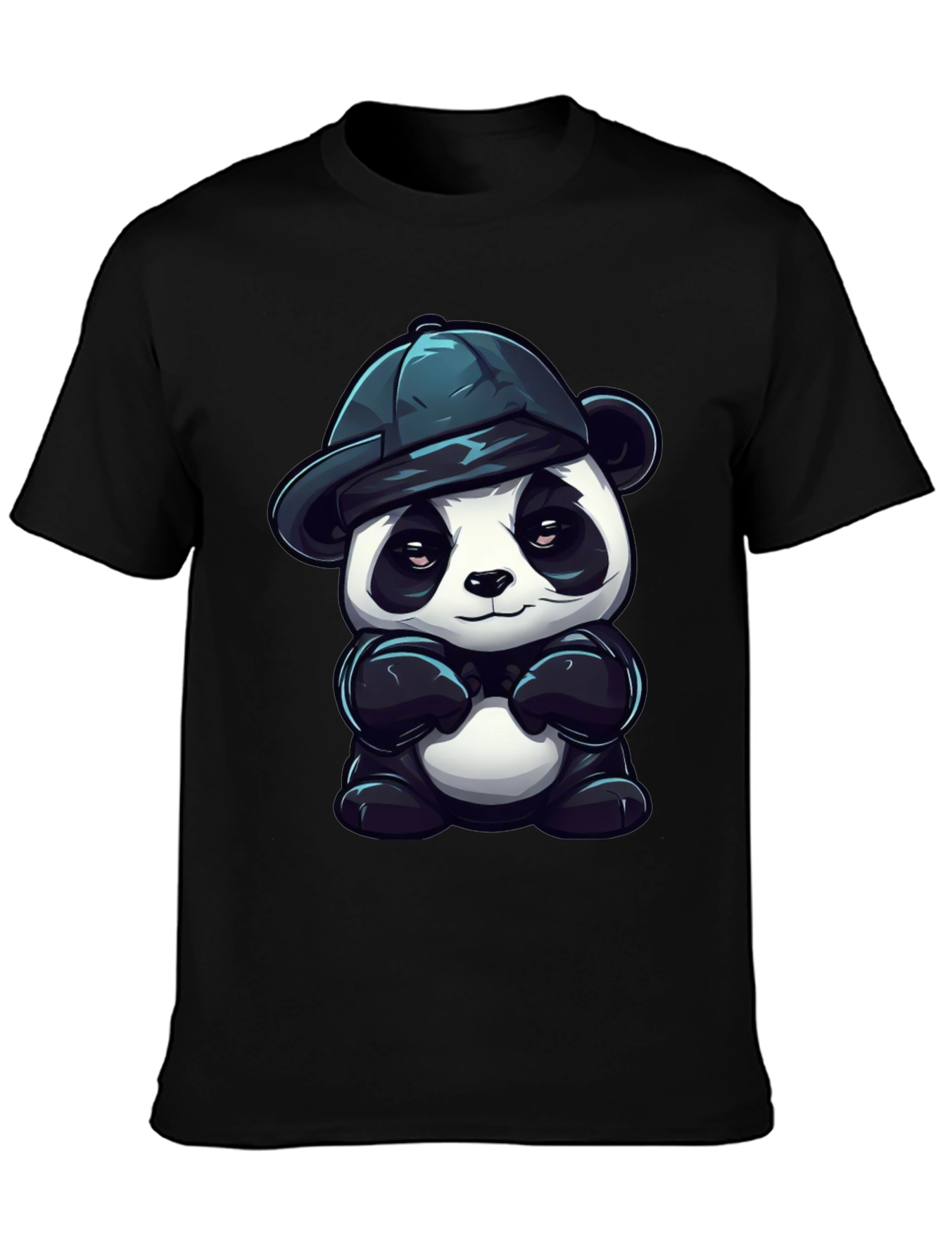 Black Cool Panda Graphic Tee - Unisex Black T-Shirt view 3