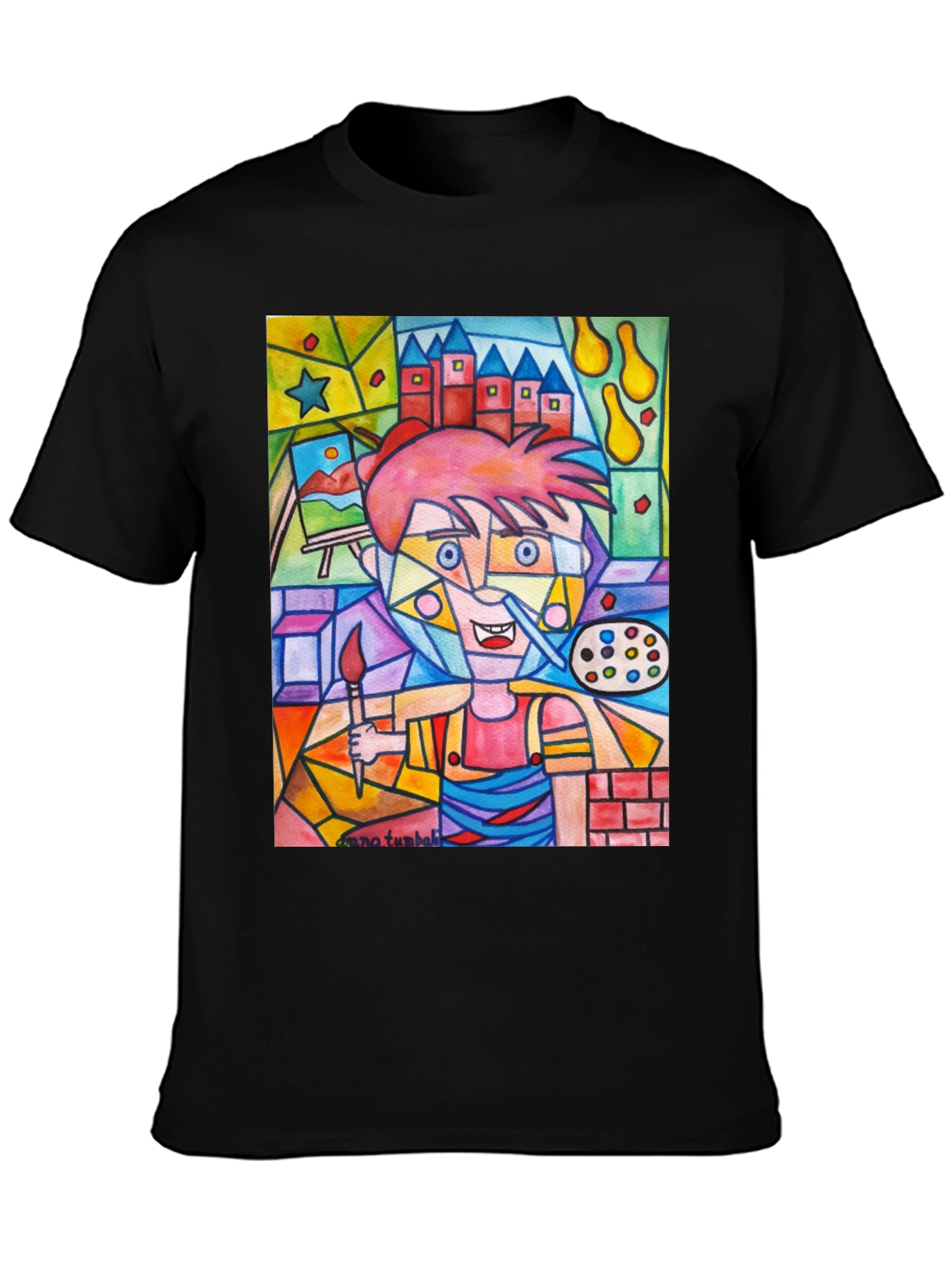 Black Artistic Painter Graphic Tee view 3