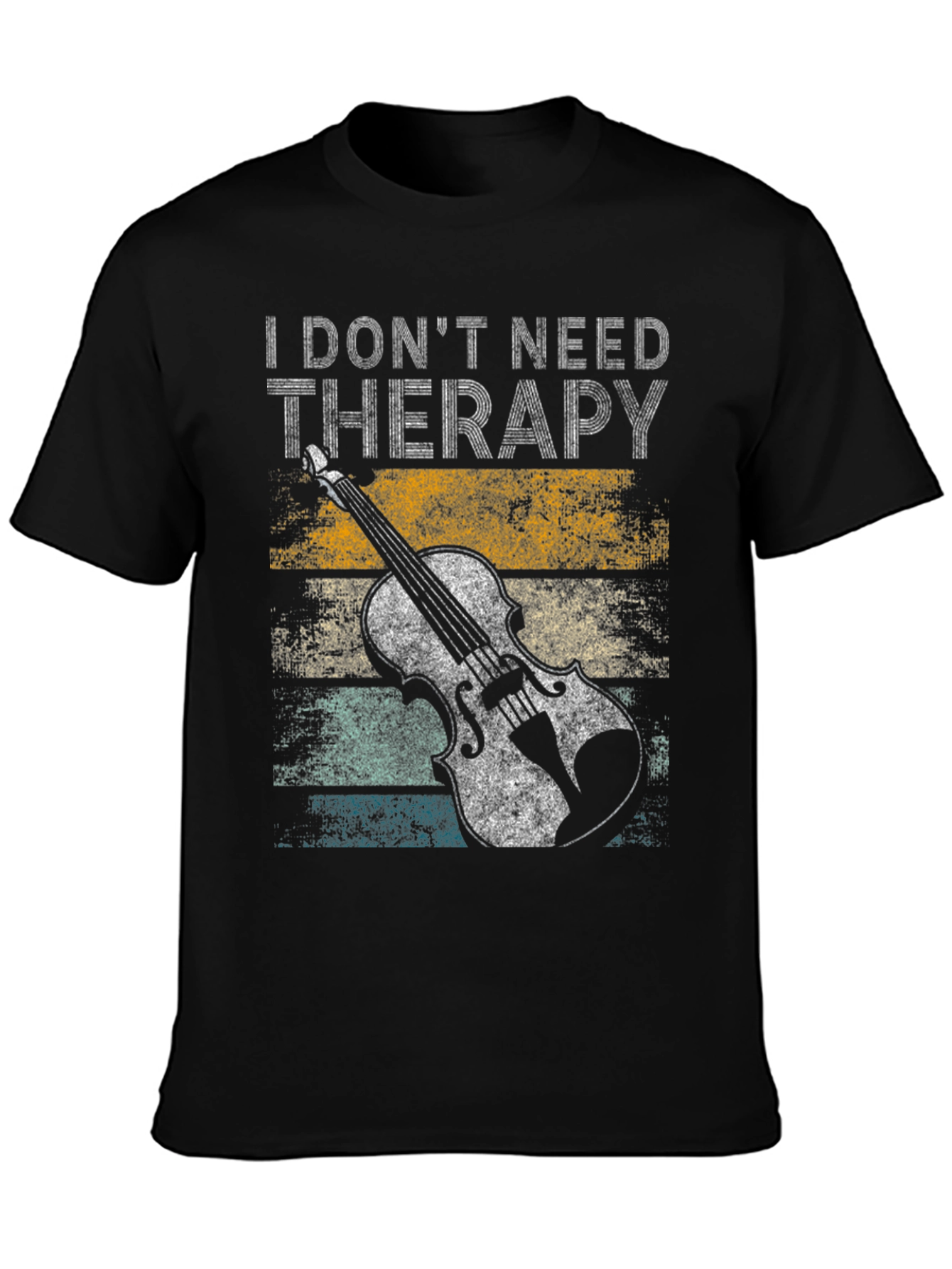 Black I Don't Need Therapy Violin T-Shirt view 3