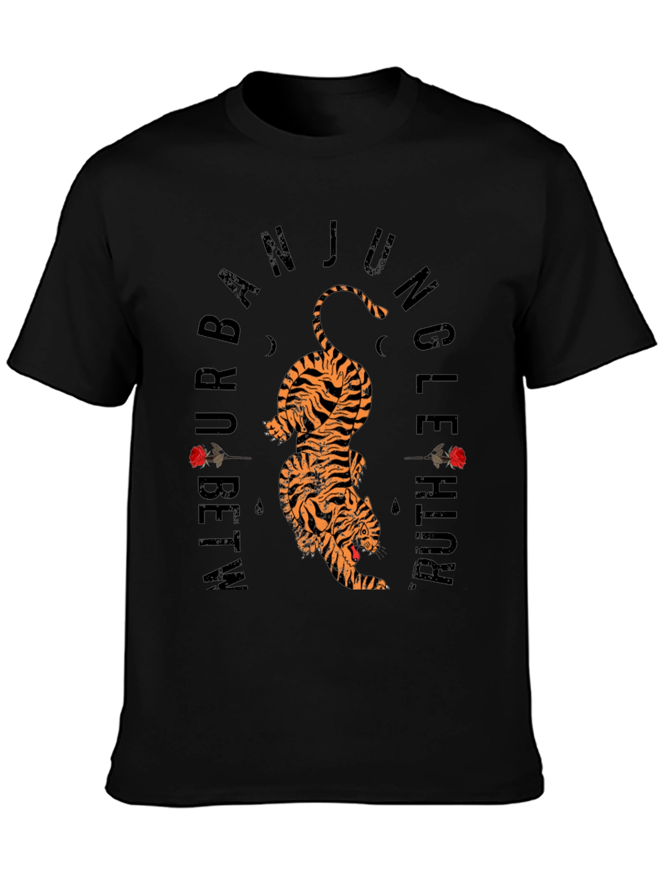 Black Urban Jungle Tiger Graphic Tee - Black Cotton view 3
