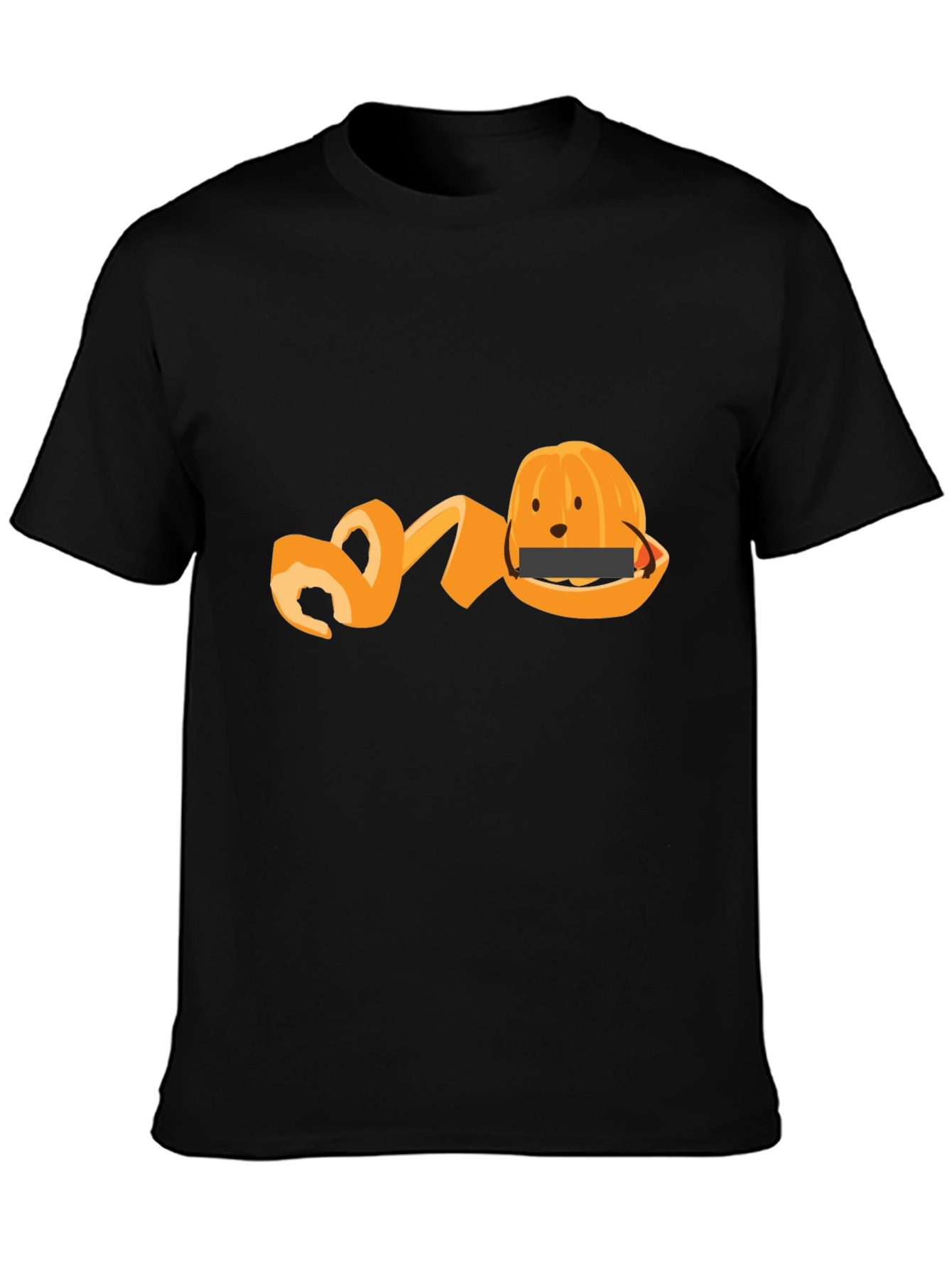 Black Funny Orange Peel T-Shirt - Fruit Graphic Tee view 3