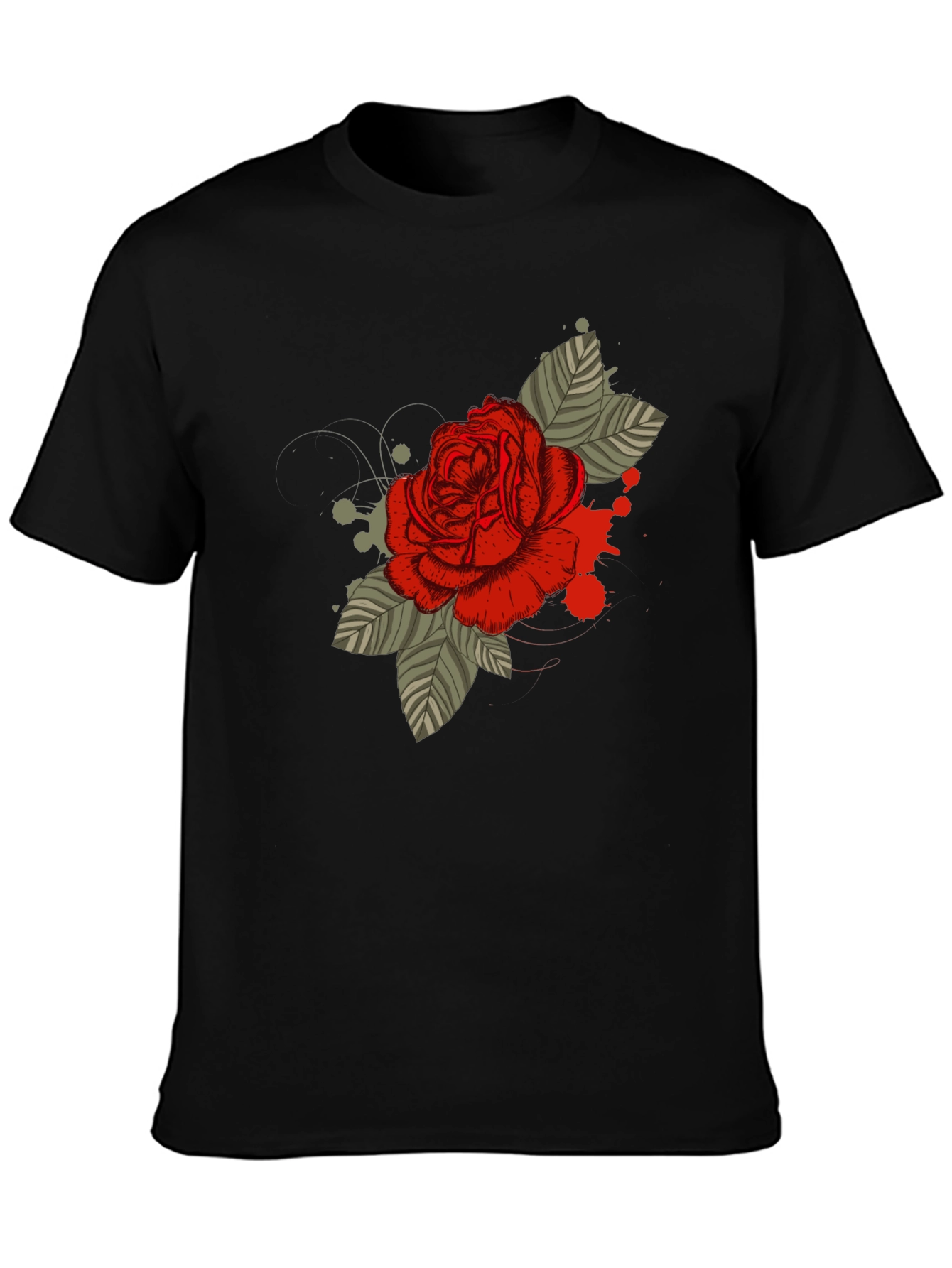 Black Rose Graphic T-Shirt - Men's Black Tee view 3
